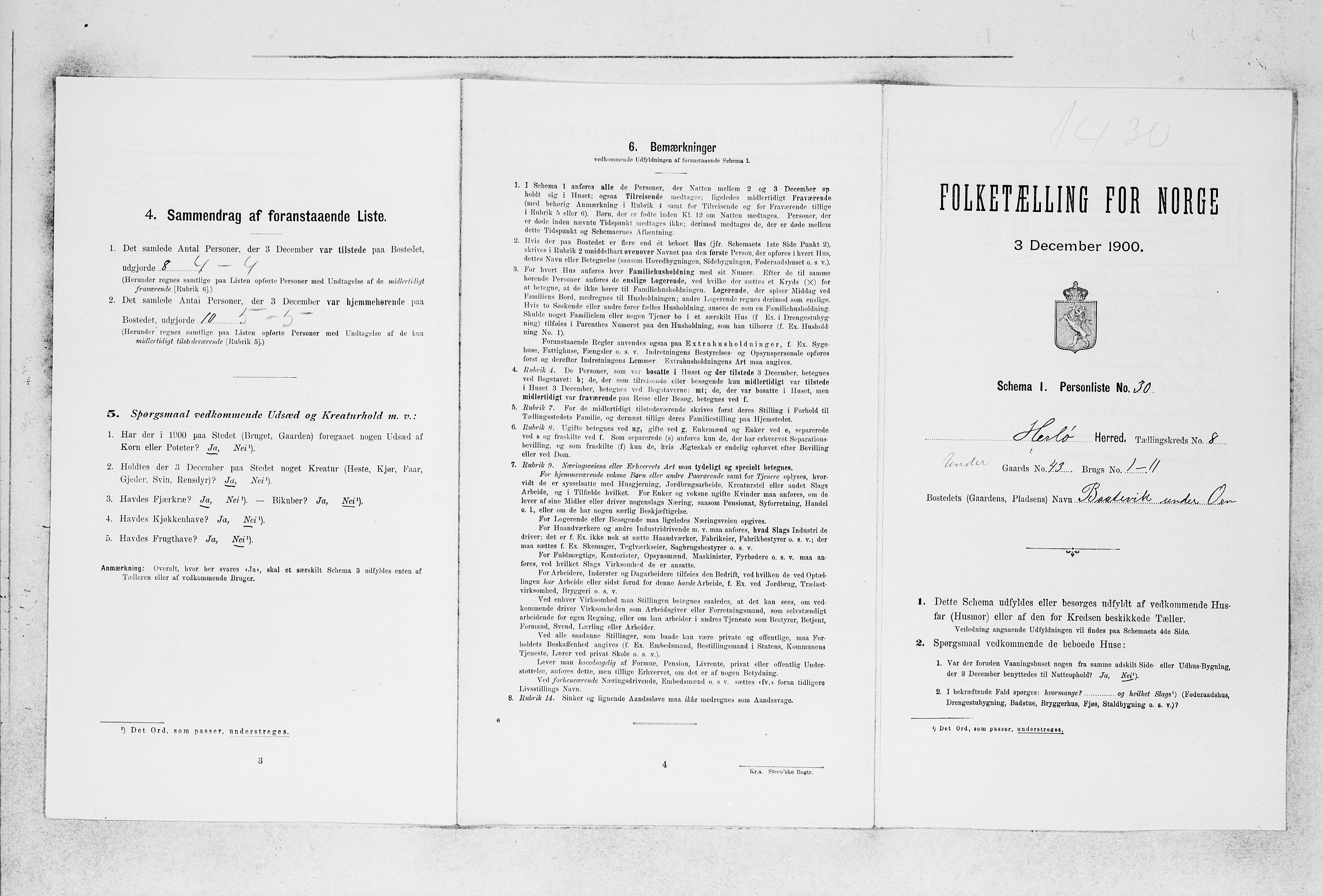 SAB, 1900 census for Herdla, 1900, p. 960