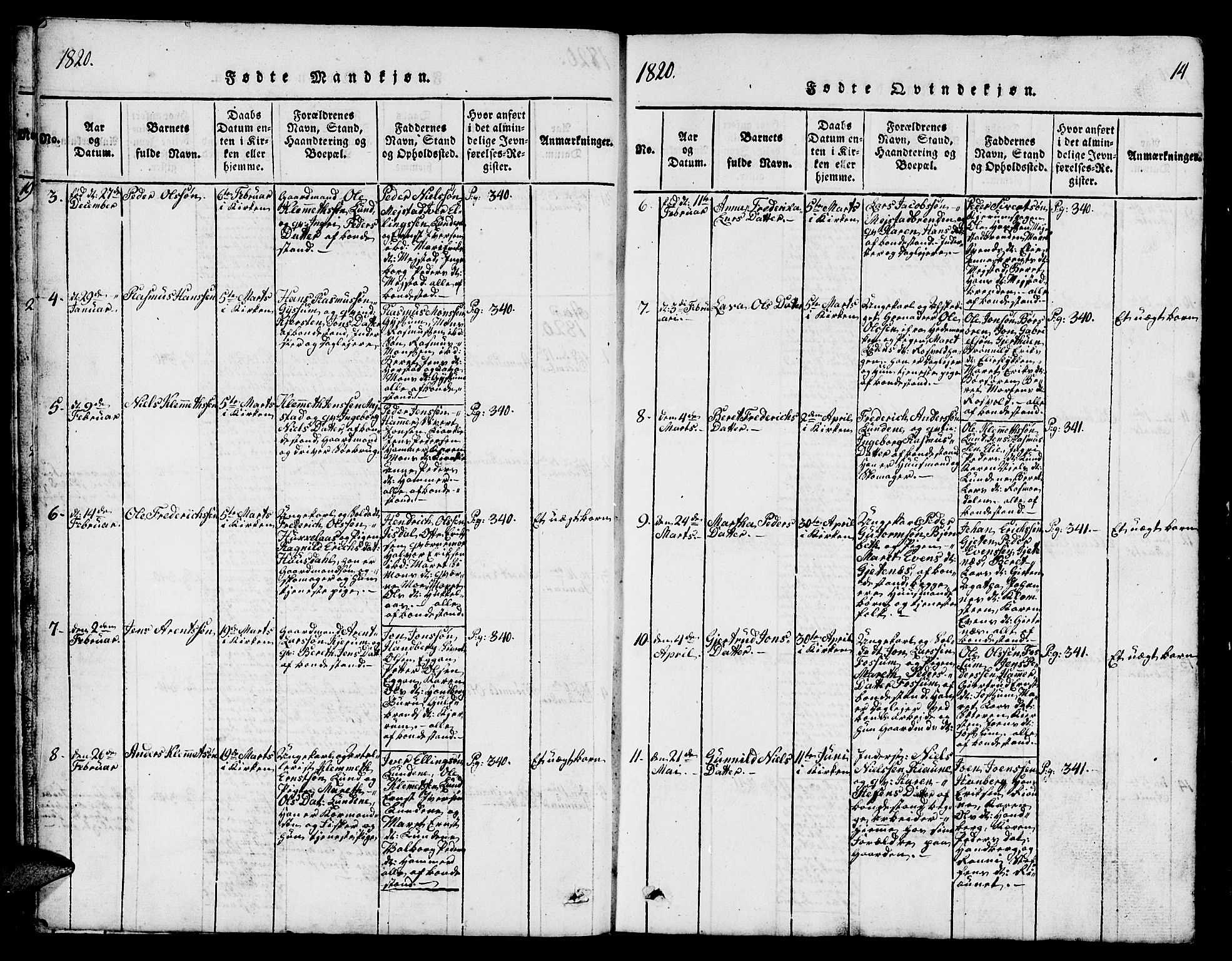 Ministerialprotokoller, klokkerbøker og fødselsregistre - Sør-Trøndelag, SAT/A-1456/665/L0776: Parish register (copy) no. 665C01, 1817-1837, p. 14