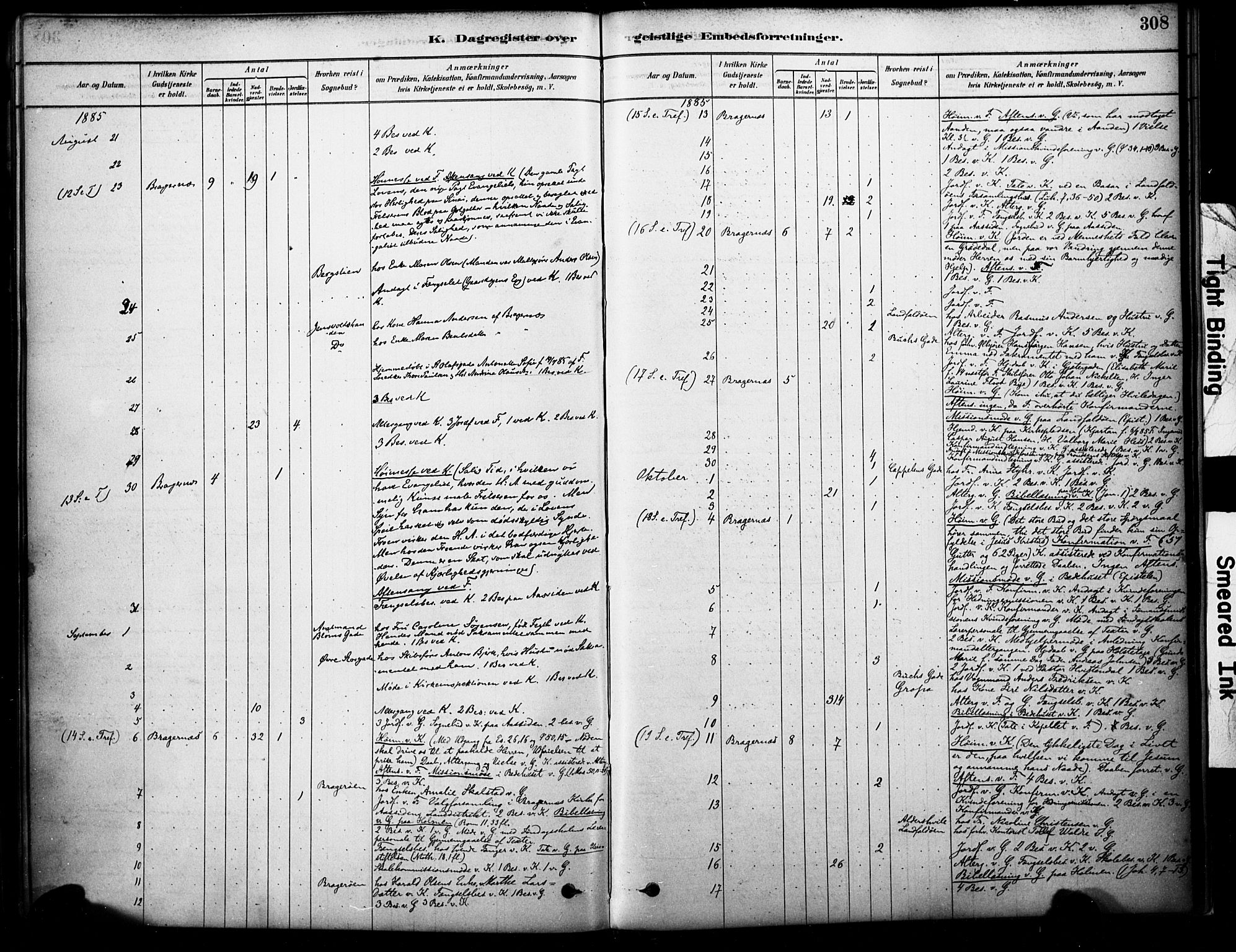 Bragernes kirkebøker, AV/SAKO-A-6/F/Fc/L0005: Parish register (official) no. III 5, 1878-1890, p. 308