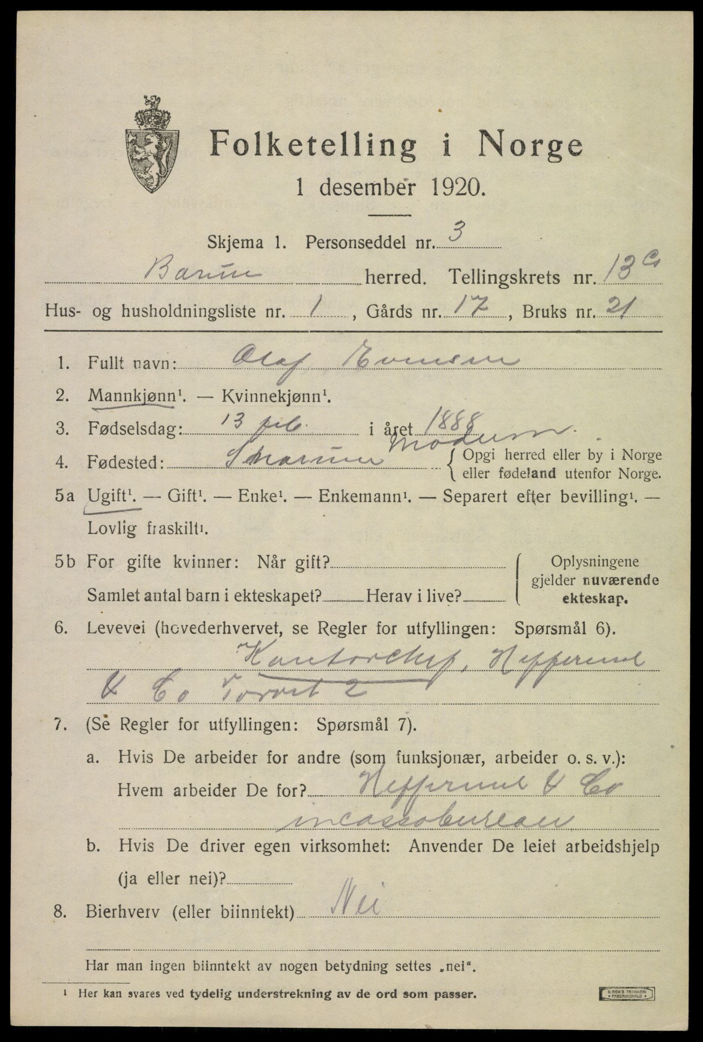 SAO, 1920 census for Bærum, 1920, p. 39934