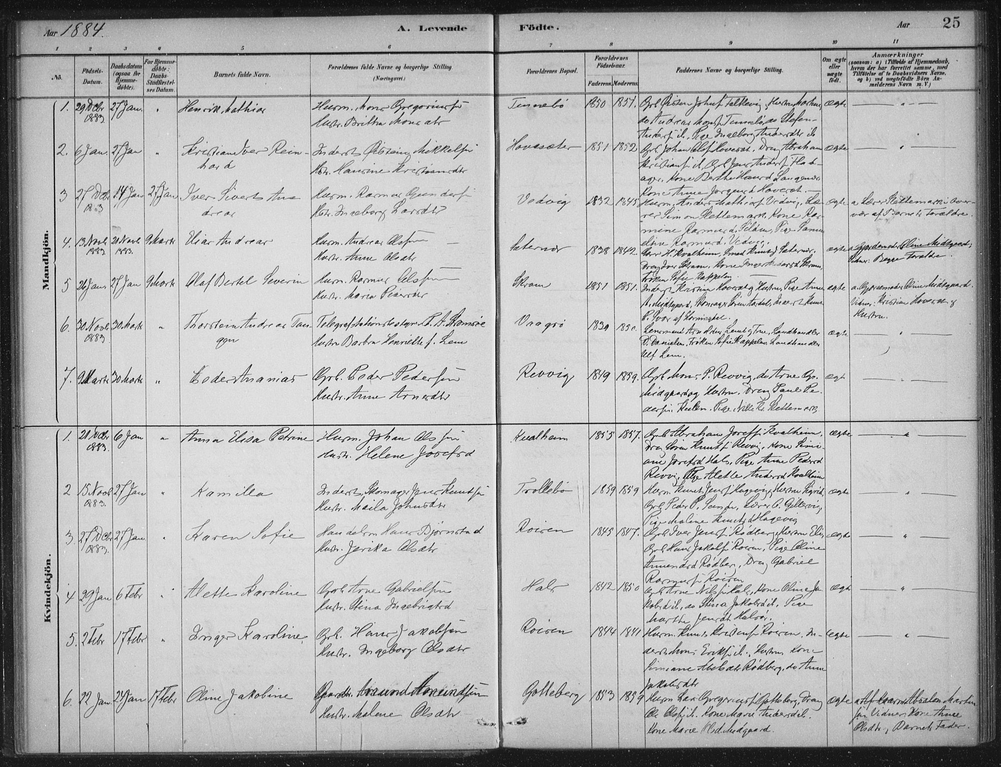 Selje sokneprestembete, AV/SAB-A-99938/H/Ha/Haa/Haac/L0001: Parish register (official) no. C  1, 1881-1888, p. 25