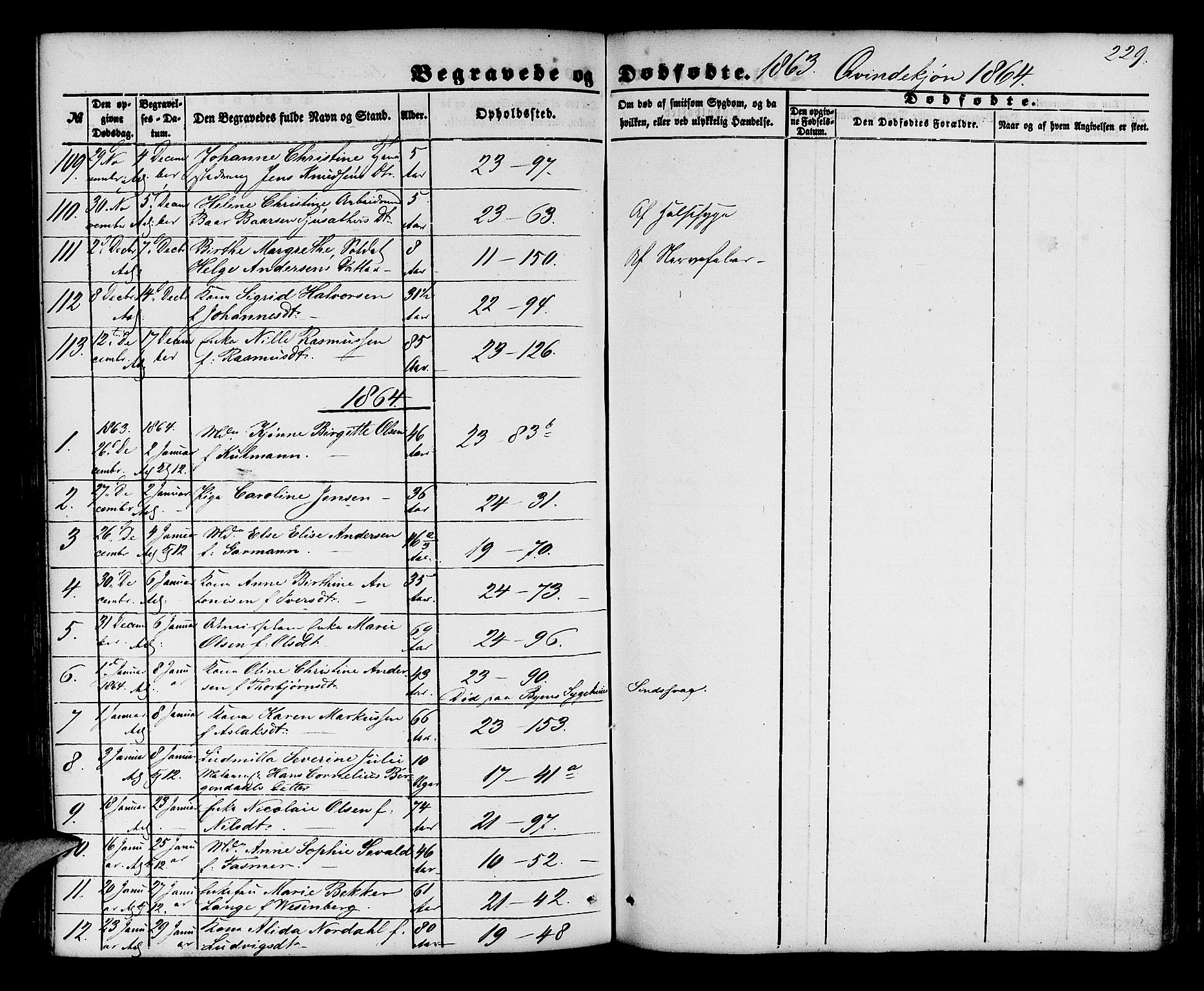 Korskirken sokneprestembete, SAB/A-76101/H/Hab: Parish register (copy) no. E 2, 1851-1871, p. 229