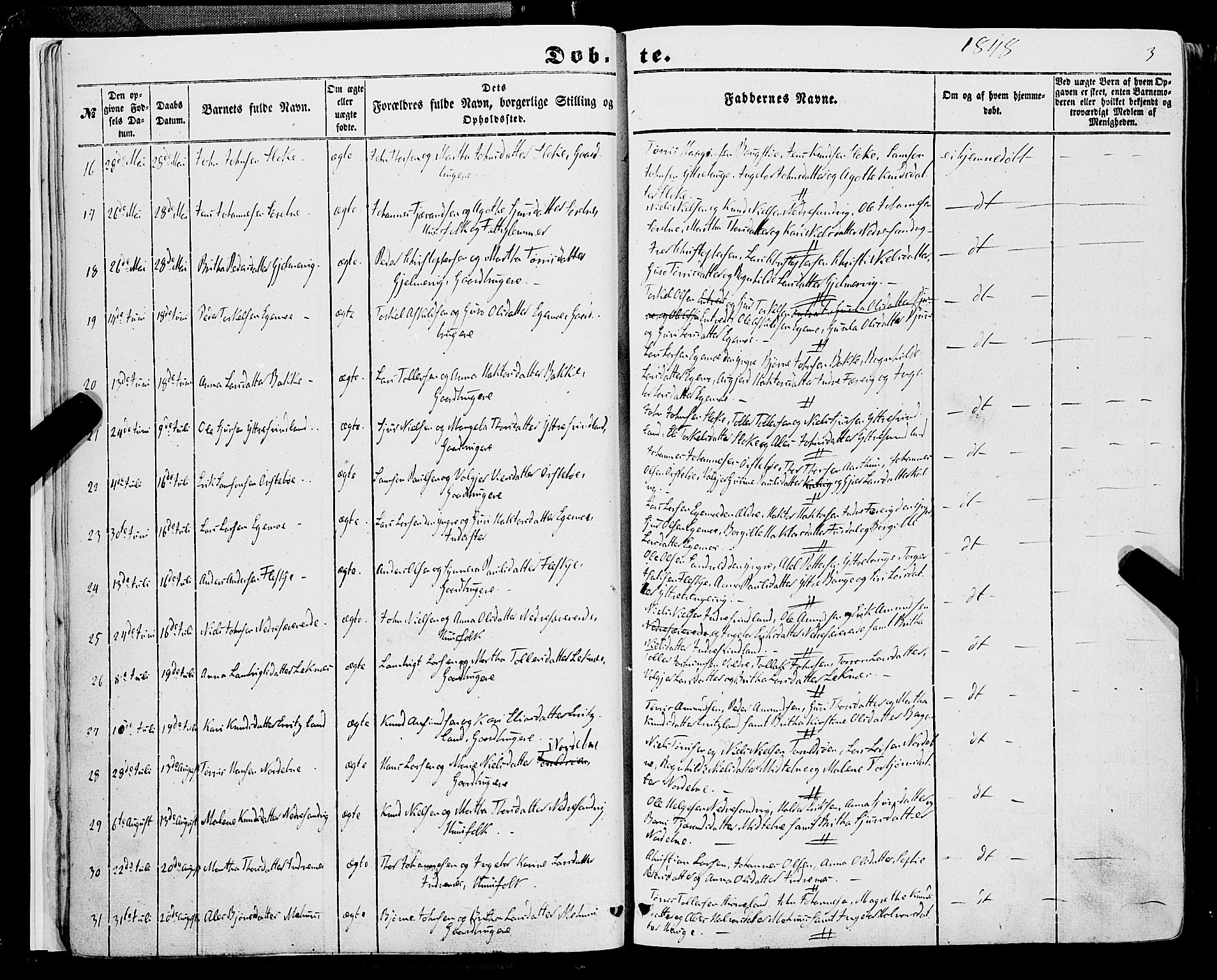 Skånevik sokneprestembete, SAB/A-77801/H/Haa: Parish register (official) no. A 5I, 1848-1869, p. 3