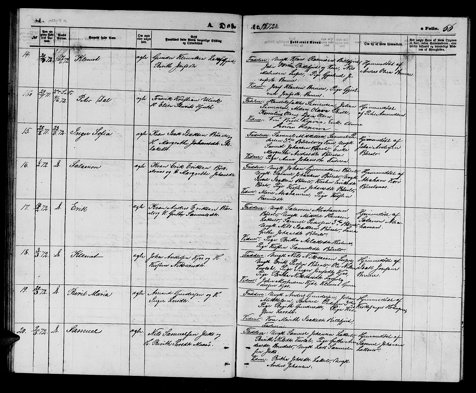 Kistrand/Porsanger sokneprestembete, AV/SATØ-S-1351/H/Hb/L0002.klokk: Parish register (copy) no. 2, 1862-1873, p. 56