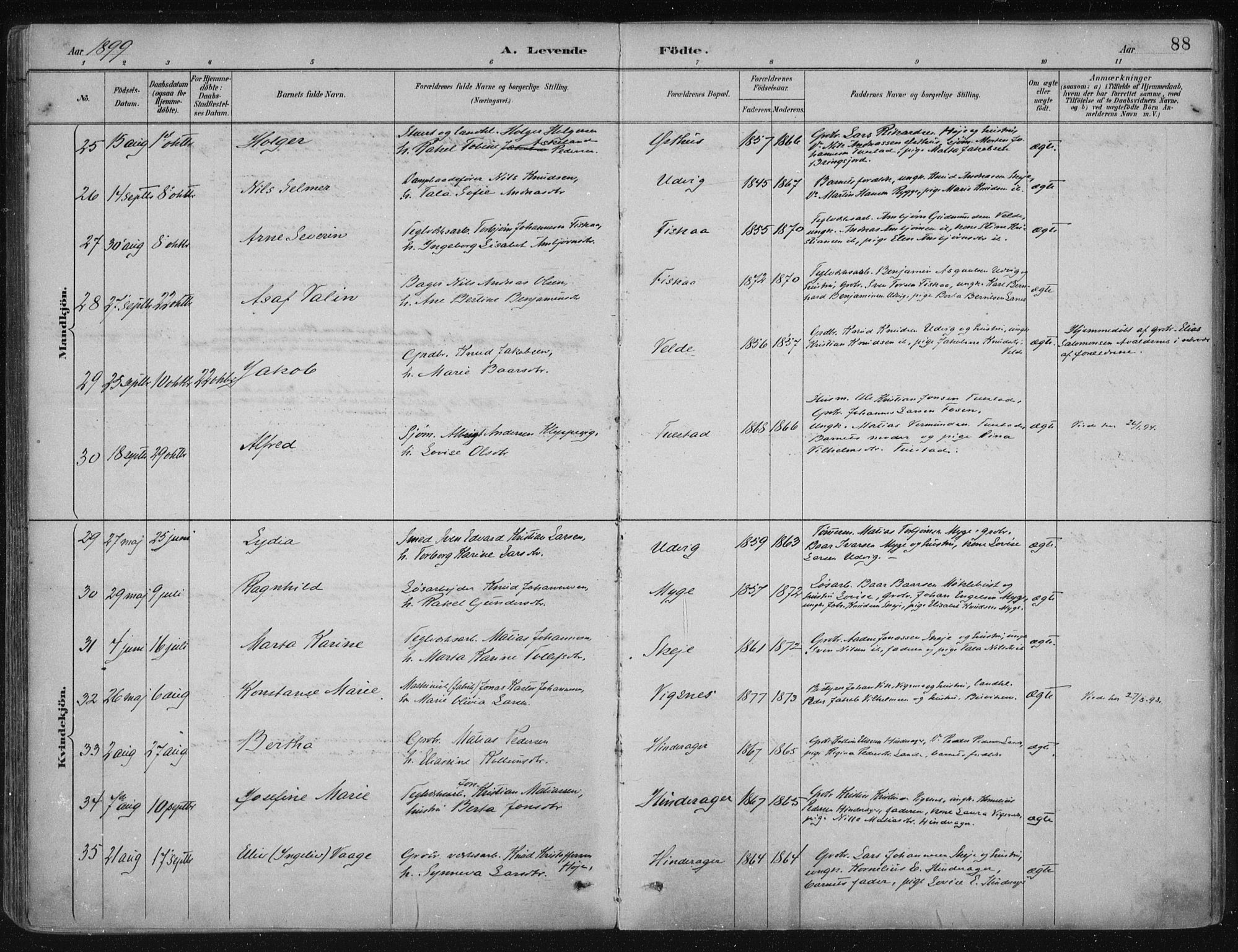 Avaldsnes sokneprestkontor, SAST/A -101851/H/Ha/Haa/L0017: Parish register (official) no. A 17, 1889-1920, p. 88