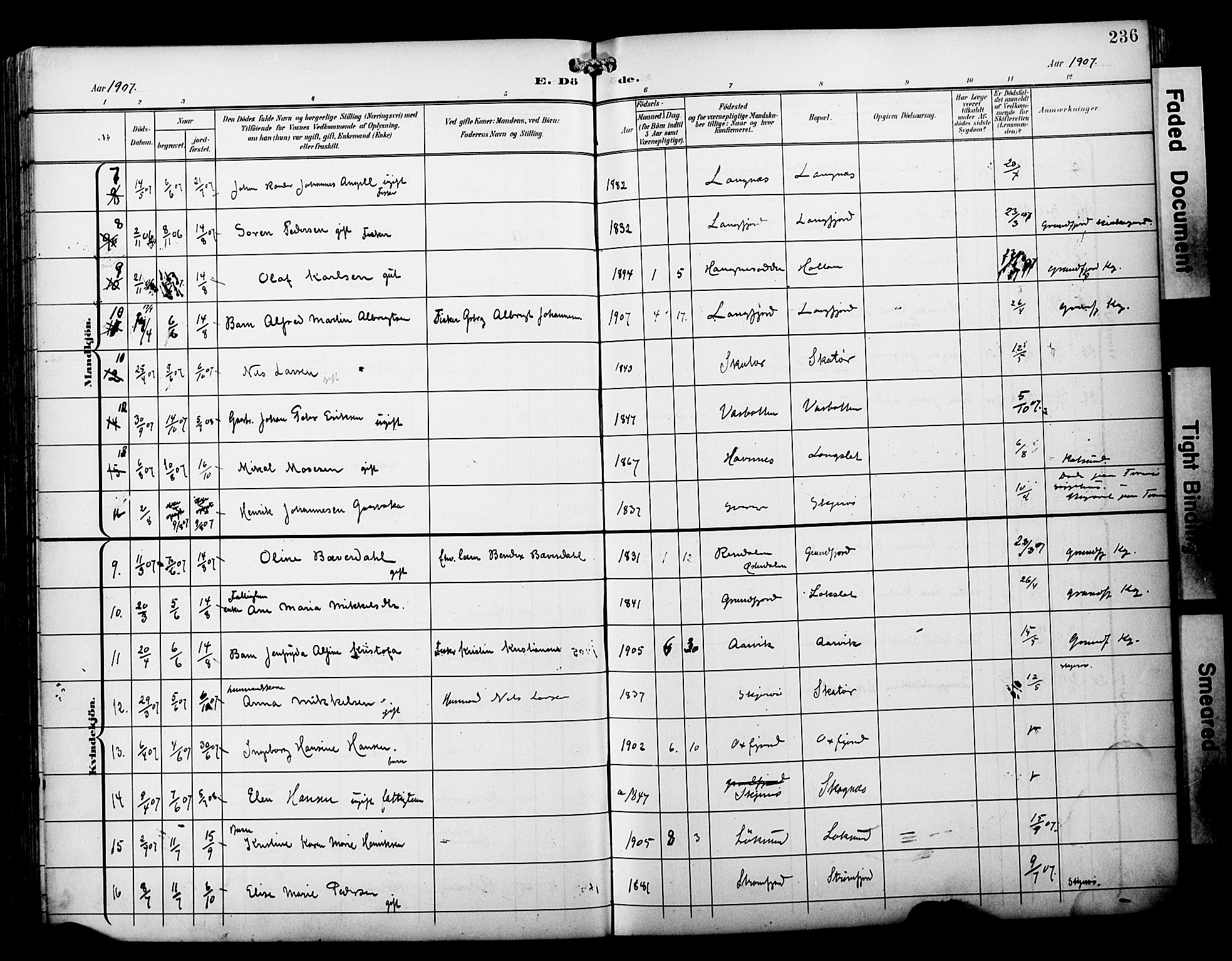 Skjervøy sokneprestkontor, AV/SATØ-S-1300/H/Ha/Haa/L0015kirke: Parish register (official) no. 15, 1899-1909, p. 236