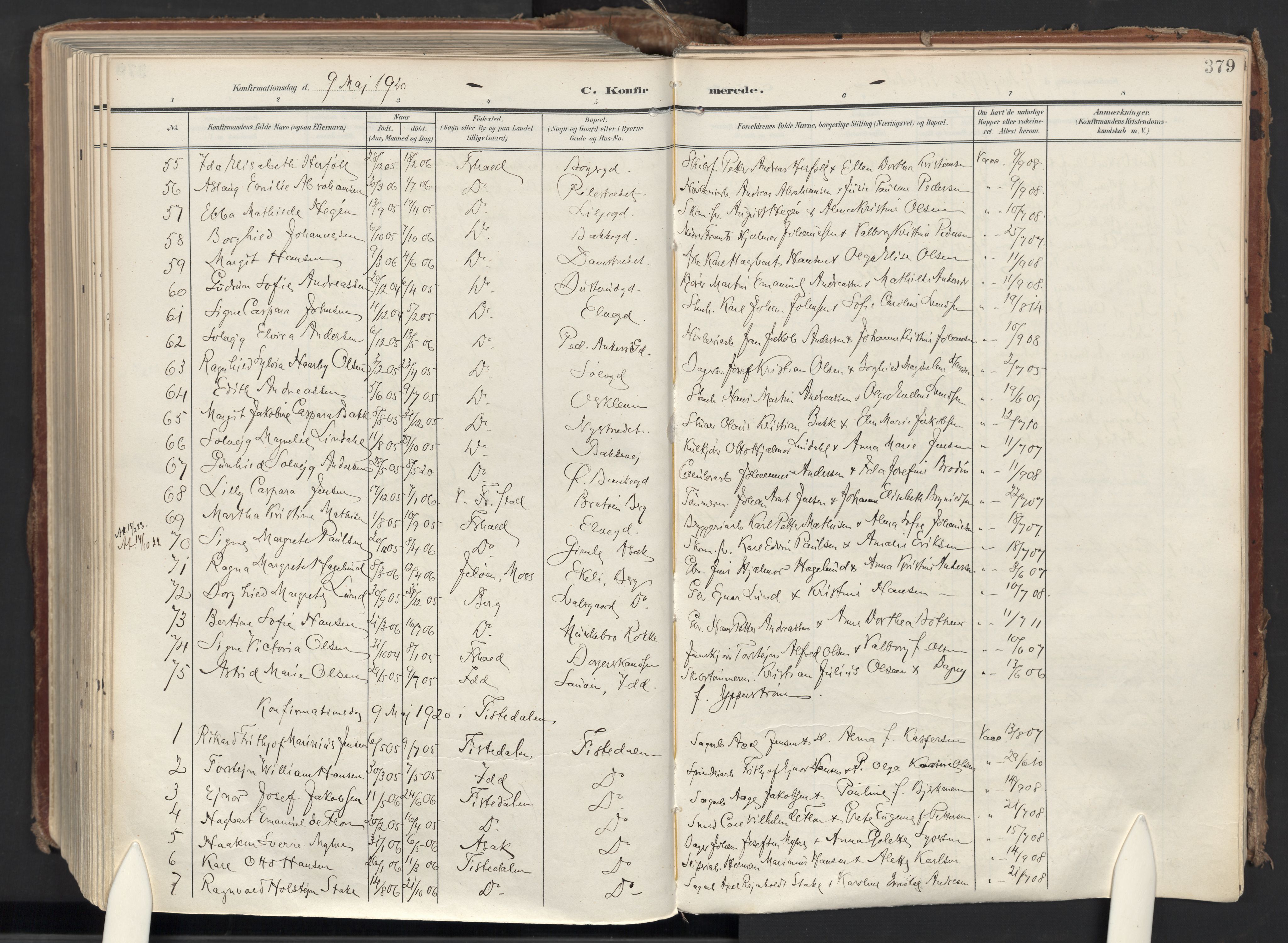 Halden prestekontor Kirkebøker, AV/SAO-A-10909/F/Fa/L0015: Parish register (official) no. I 15, 1907-1925, p. 379