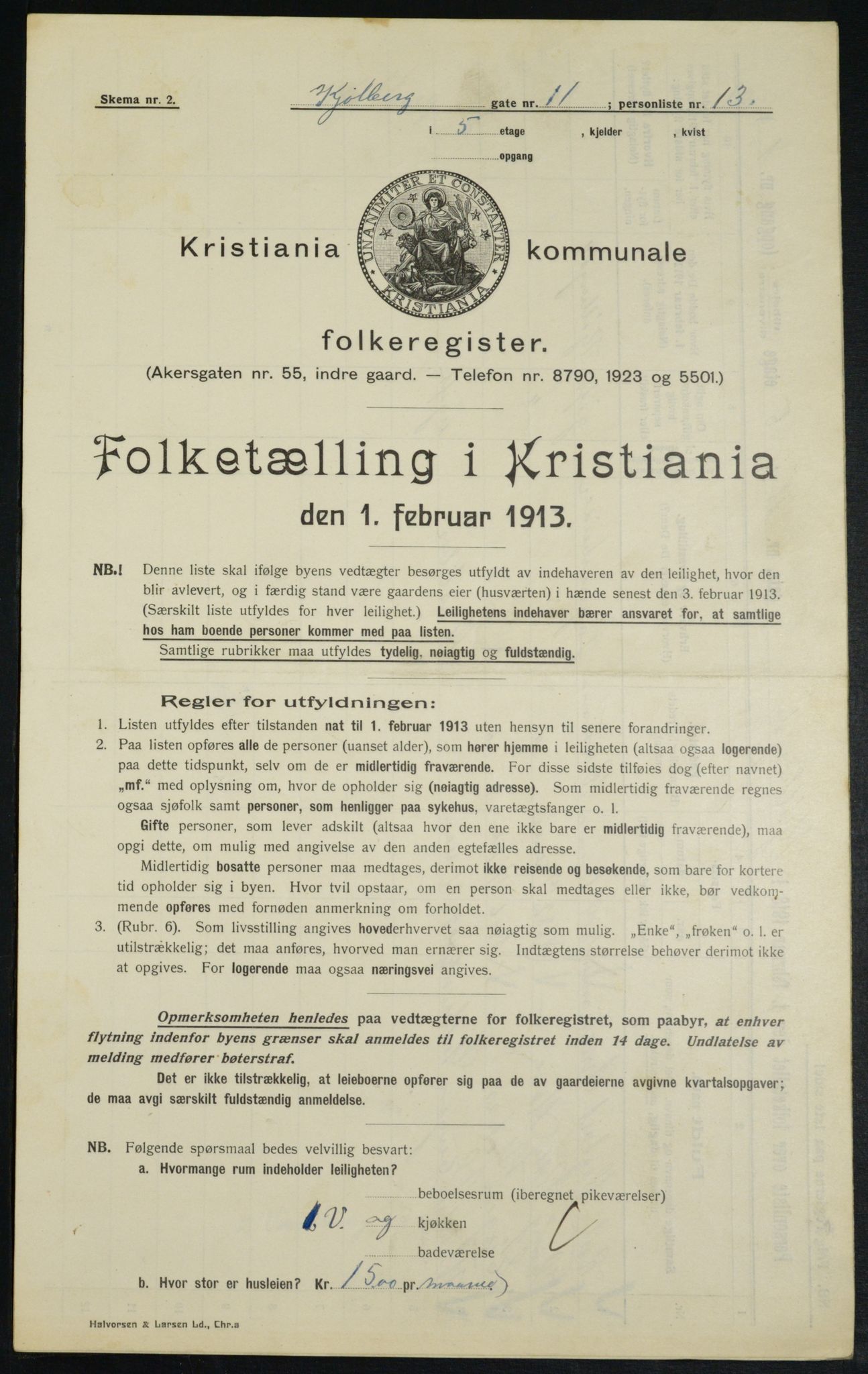 OBA, Municipal Census 1913 for Kristiania, 1913, p. 51238