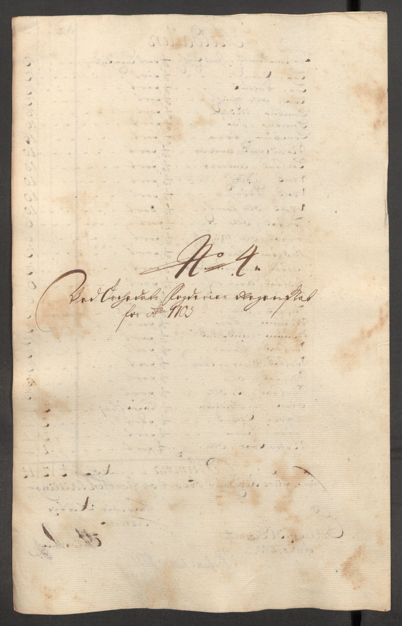 Rentekammeret inntil 1814, Reviderte regnskaper, Fogderegnskap, AV/RA-EA-4092/R60/L3953: Fogderegnskap Orkdal og Gauldal, 1703, p. 109