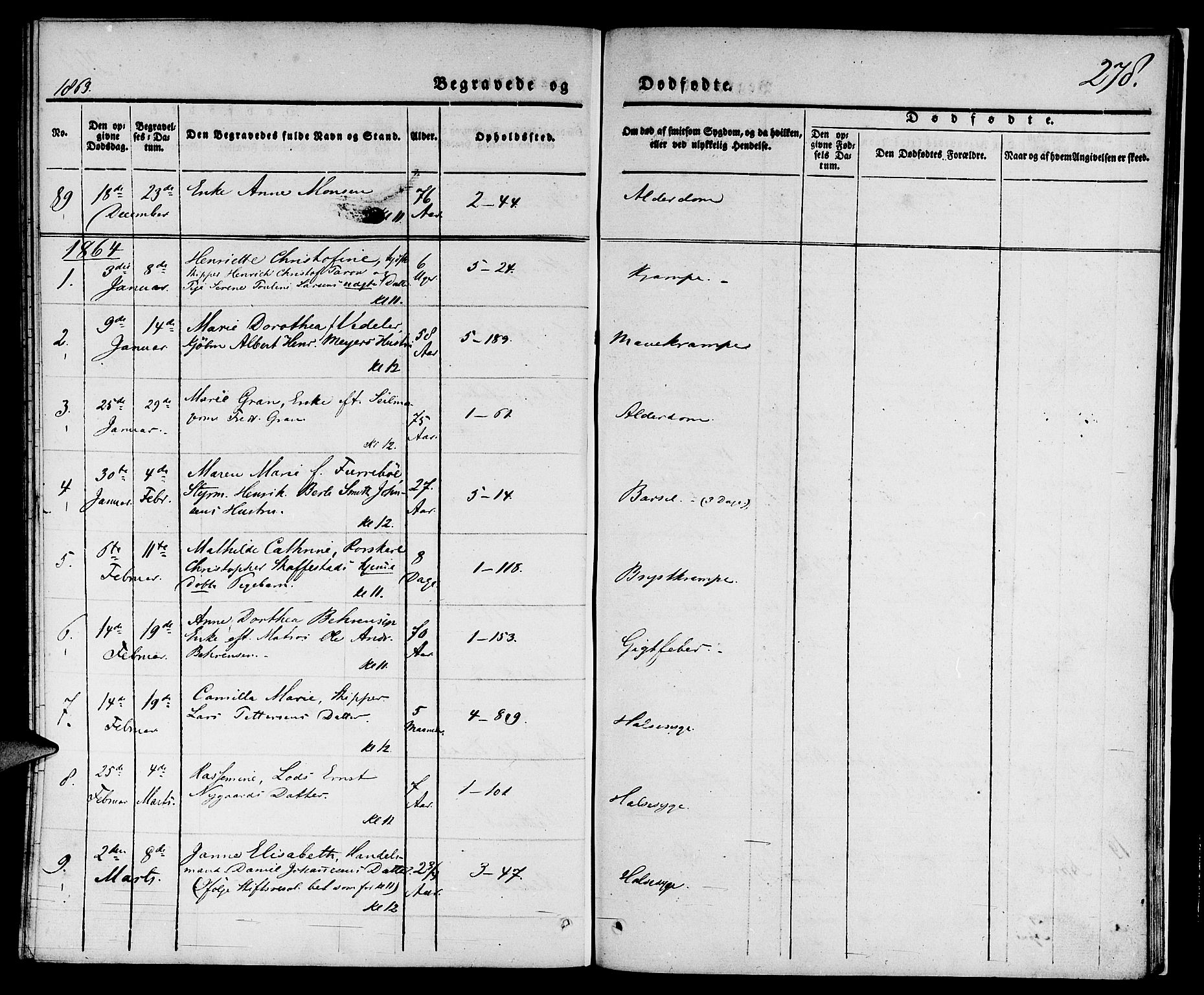 Nykirken Sokneprestembete, SAB/A-77101/H/Hab: Parish register (copy) no. E 1, 1840-1866, p. 278
