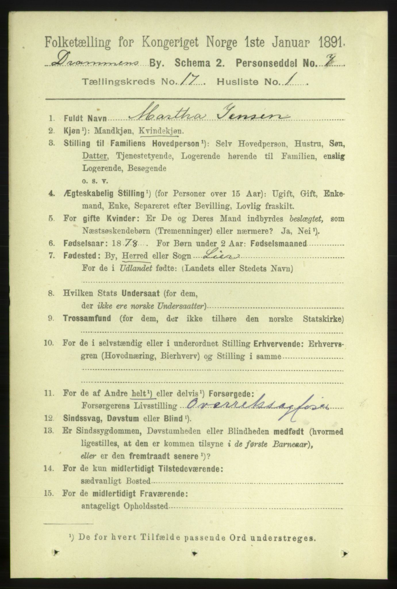 RA, 1891 census for 0602 Drammen, 1891, p. 11282