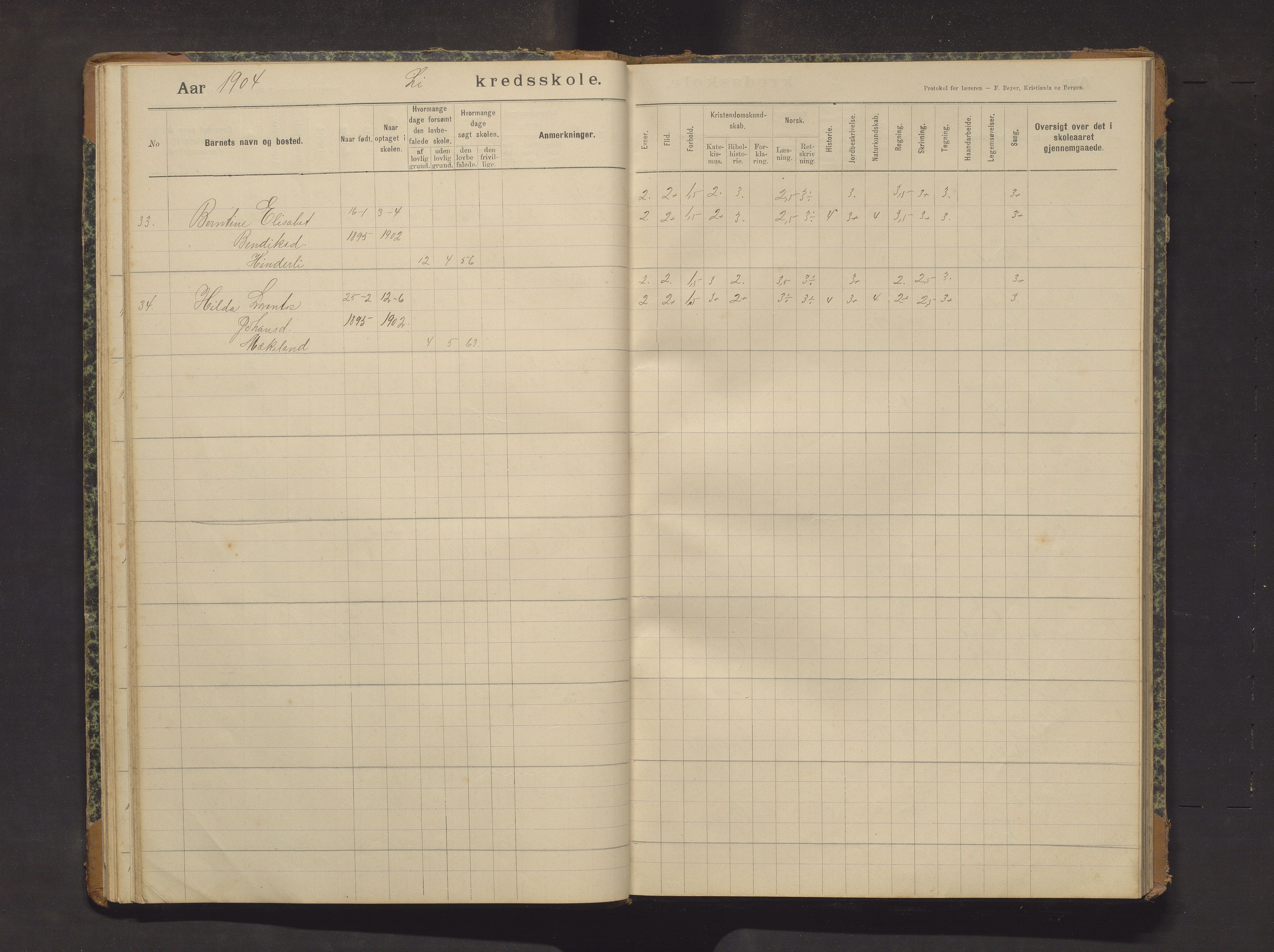 Sveio kommune. Barneskulane, IKAH/1216-231/F/Fa/L0029: Skuleprotokoll for Lid skule, 1903-1915, p. 23