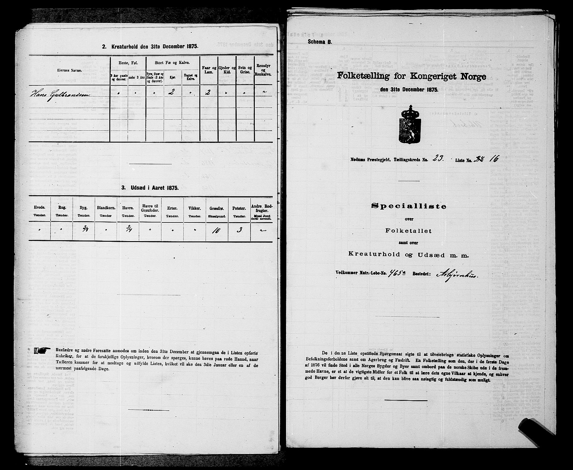 SAKO, 1875 census for 0623P Modum, 1875, p. 2730