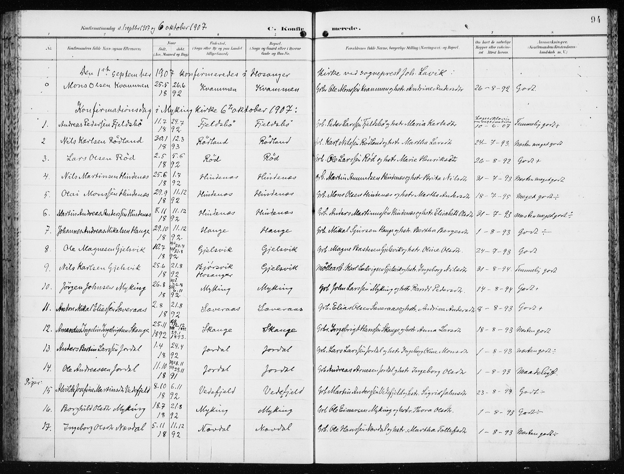 Lindås Sokneprestembete, AV/SAB-A-76701/H/Haa/Haaf/L0002: Parish register (official) no. F  2, 1897-1909, p. 94