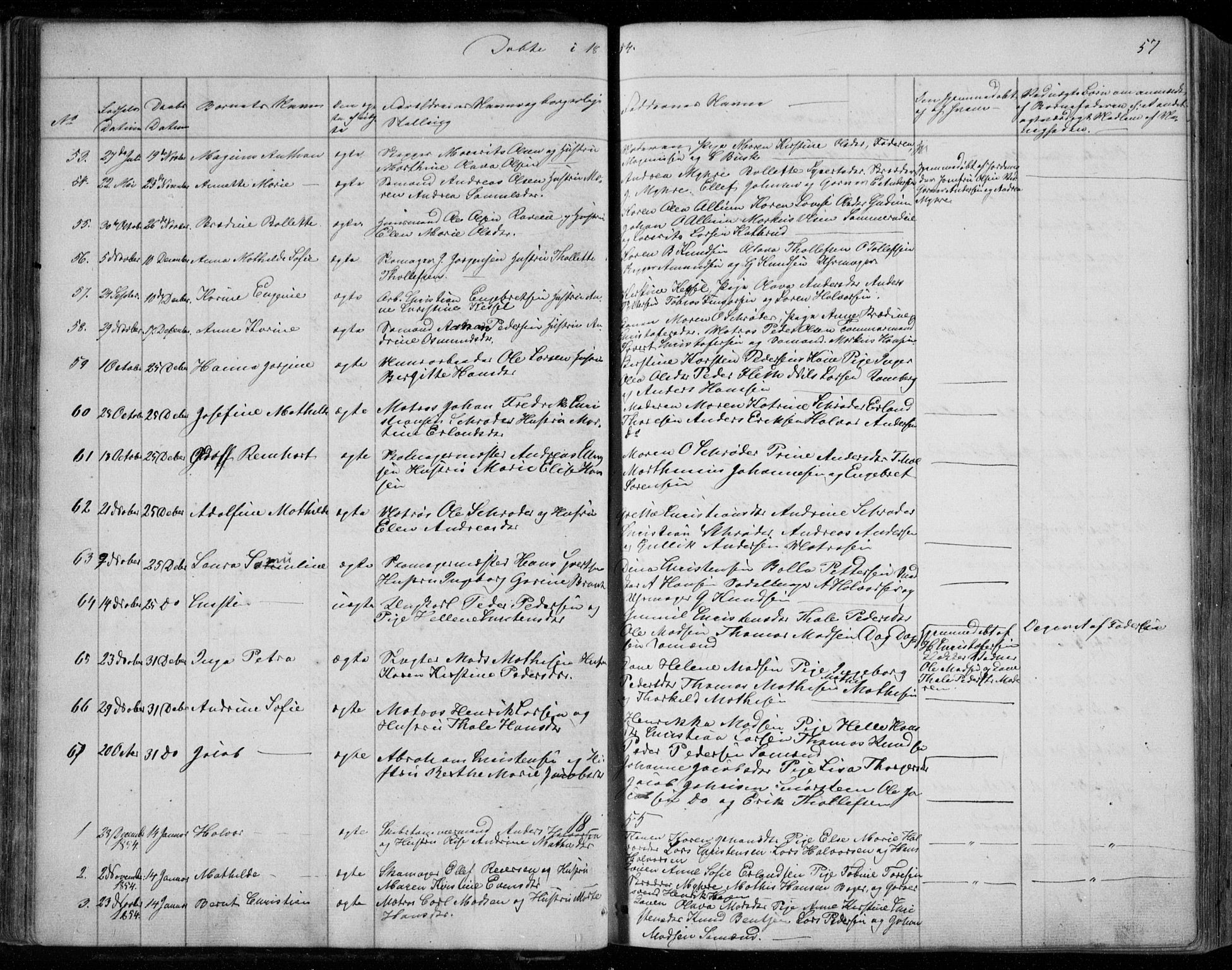 Holmestrand kirkebøker, AV/SAKO-A-346/F/Fa/L0002: Parish register (official) no. 2, 1840-1866, p. 57