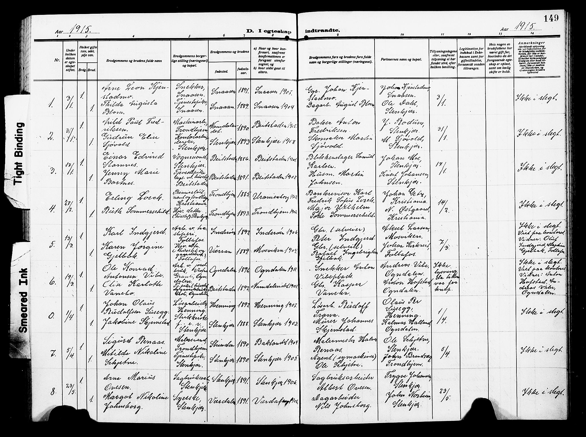 Ministerialprotokoller, klokkerbøker og fødselsregistre - Nord-Trøndelag, SAT/A-1458/739/L0376: Parish register (copy) no. 739C04, 1908-1917, p. 149