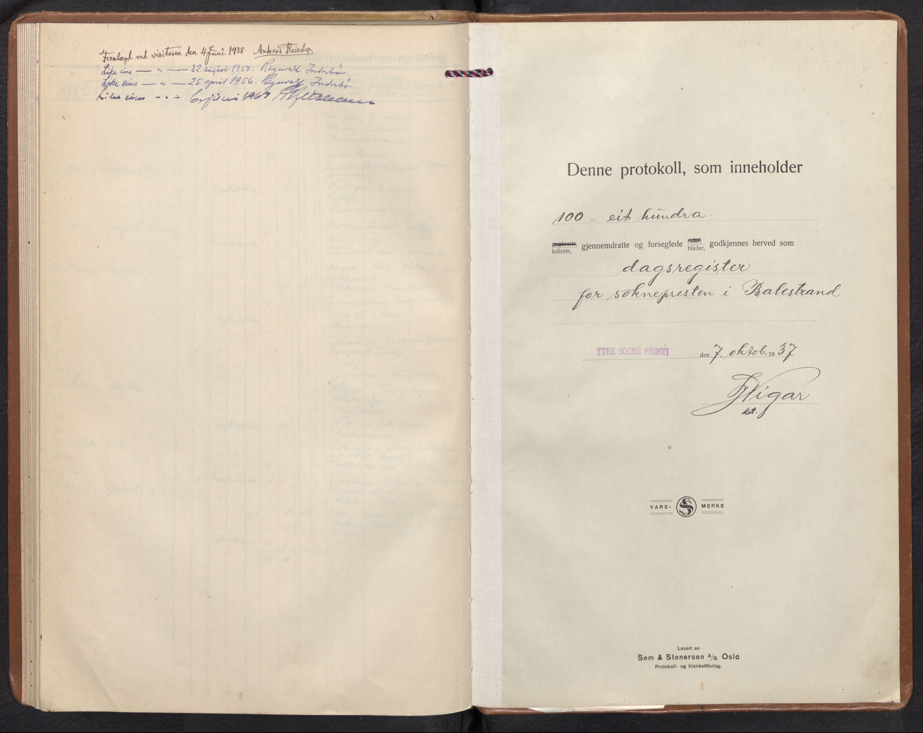 Balestrand sokneprestembete, SAB/A-79601/H/Haa/Haaf/L0003: Diary records no. F 3, 1938-1962, p. 100b-101a