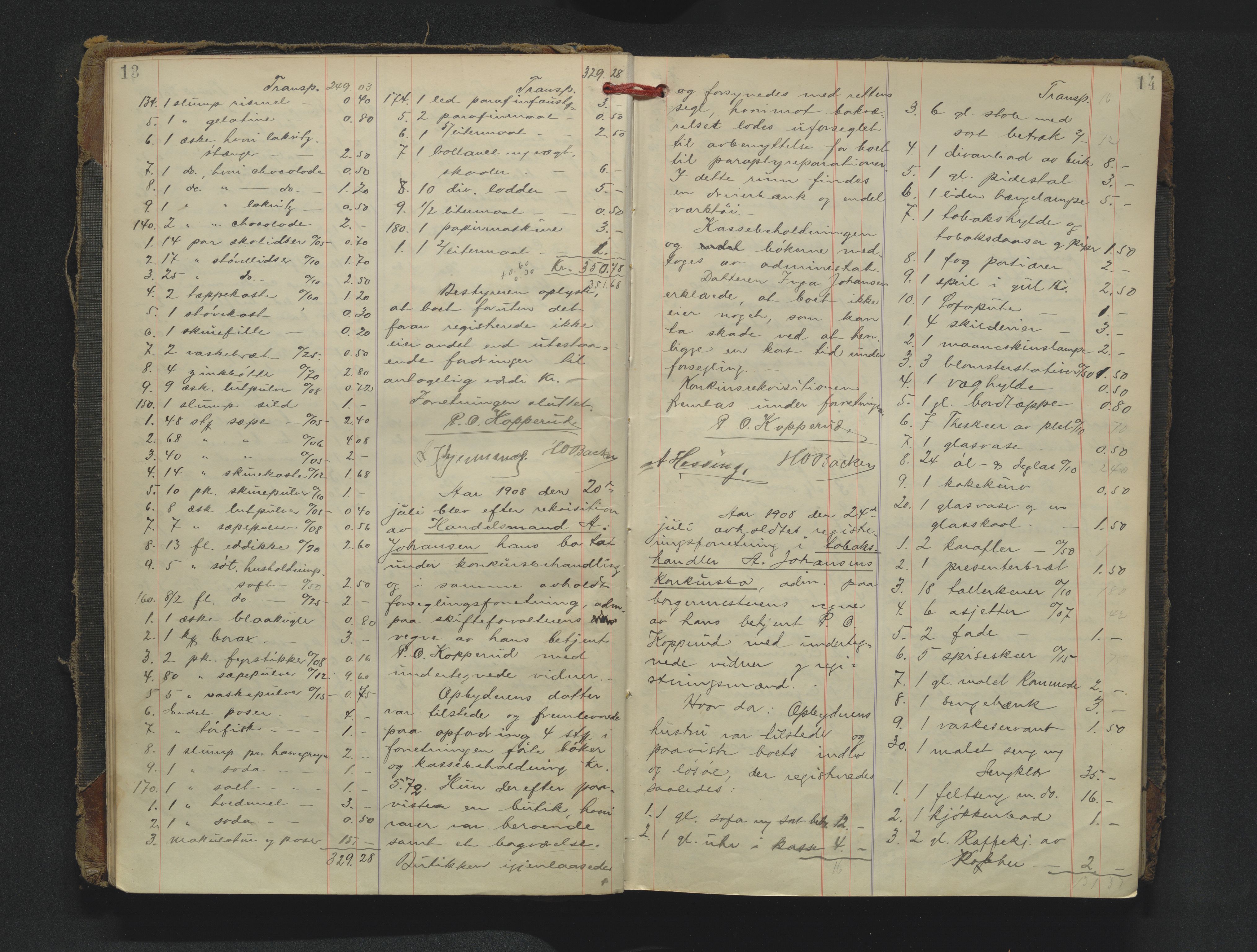 Drammen byfogd, AV/SAKO-A-222/H/Hb/Hbb/L0011: Registreringsprotokoll., 1908-1926, p. 13-14