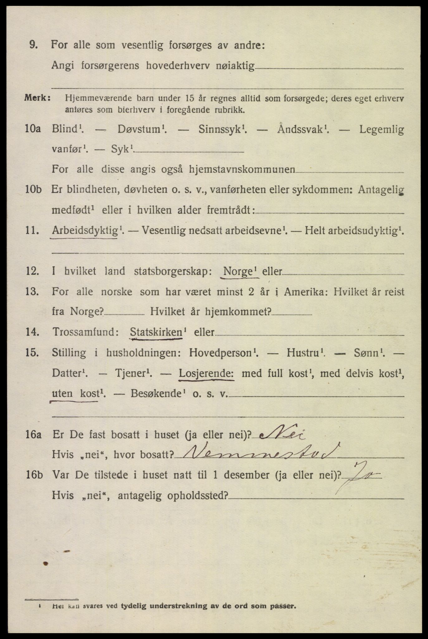 SAK, 1920 census for Kvås, 1920, p. 1491