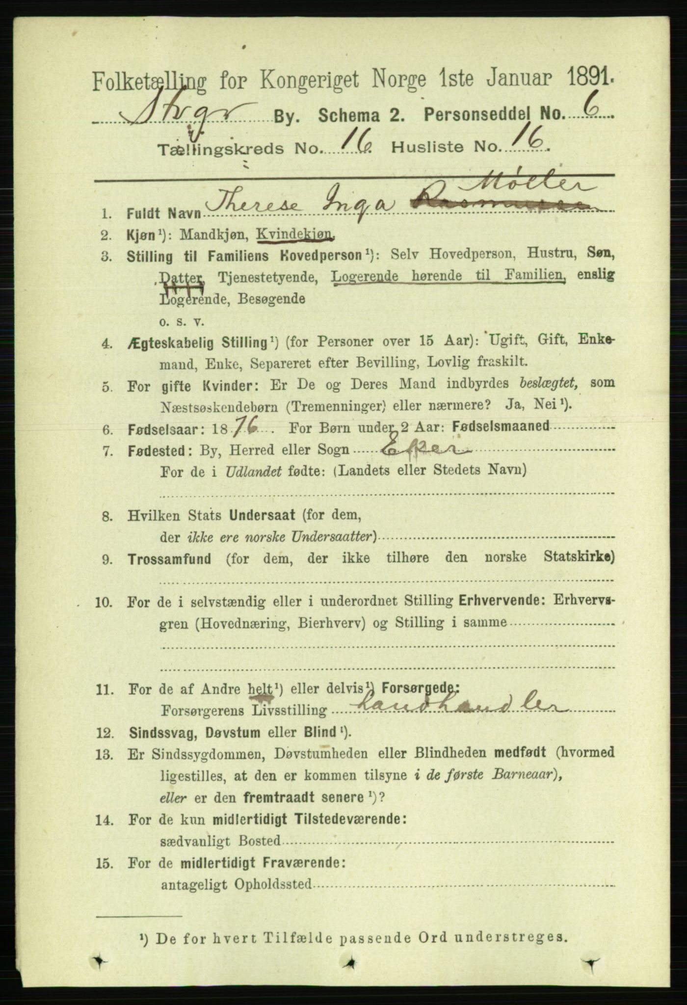 RA, 1891 census for 1103 Stavanger, 1891, p. 19042