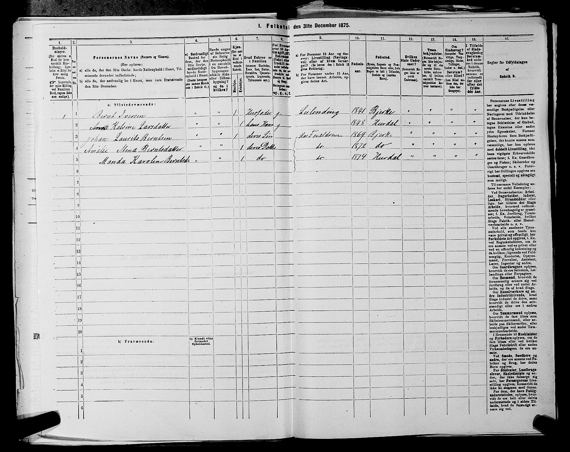 RA, 1875 census for 0239P Hurdal, 1875, p. 668