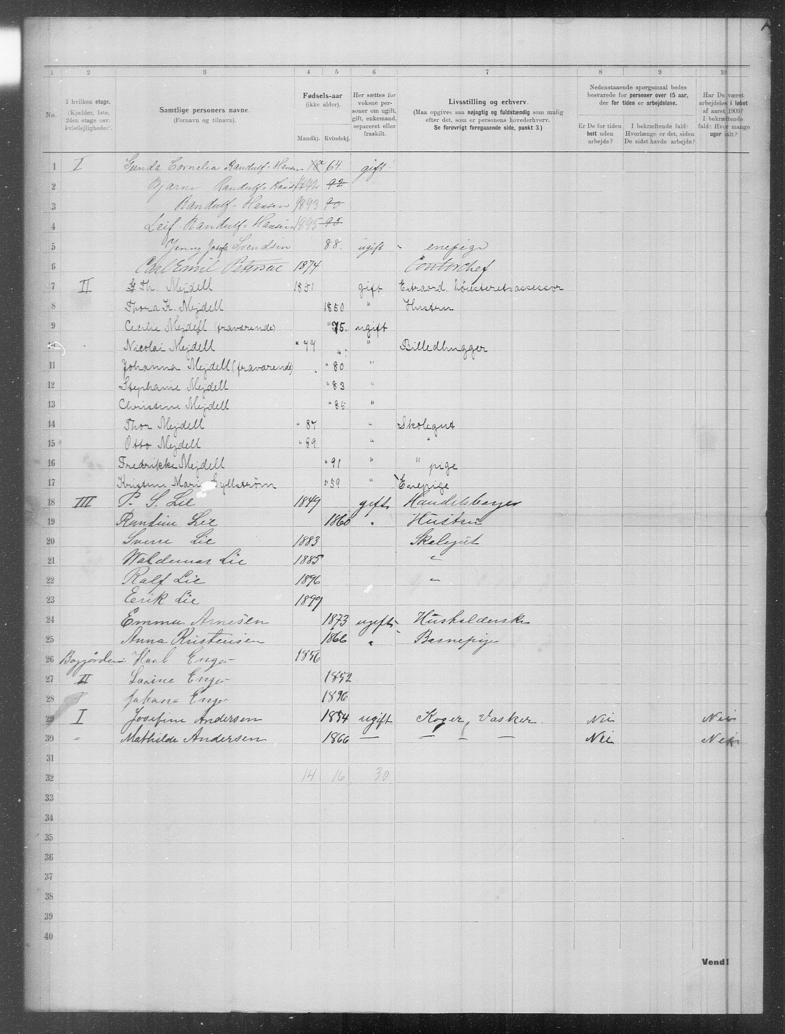 OBA, Municipal Census 1903 for Kristiania, 1903, p. 2663