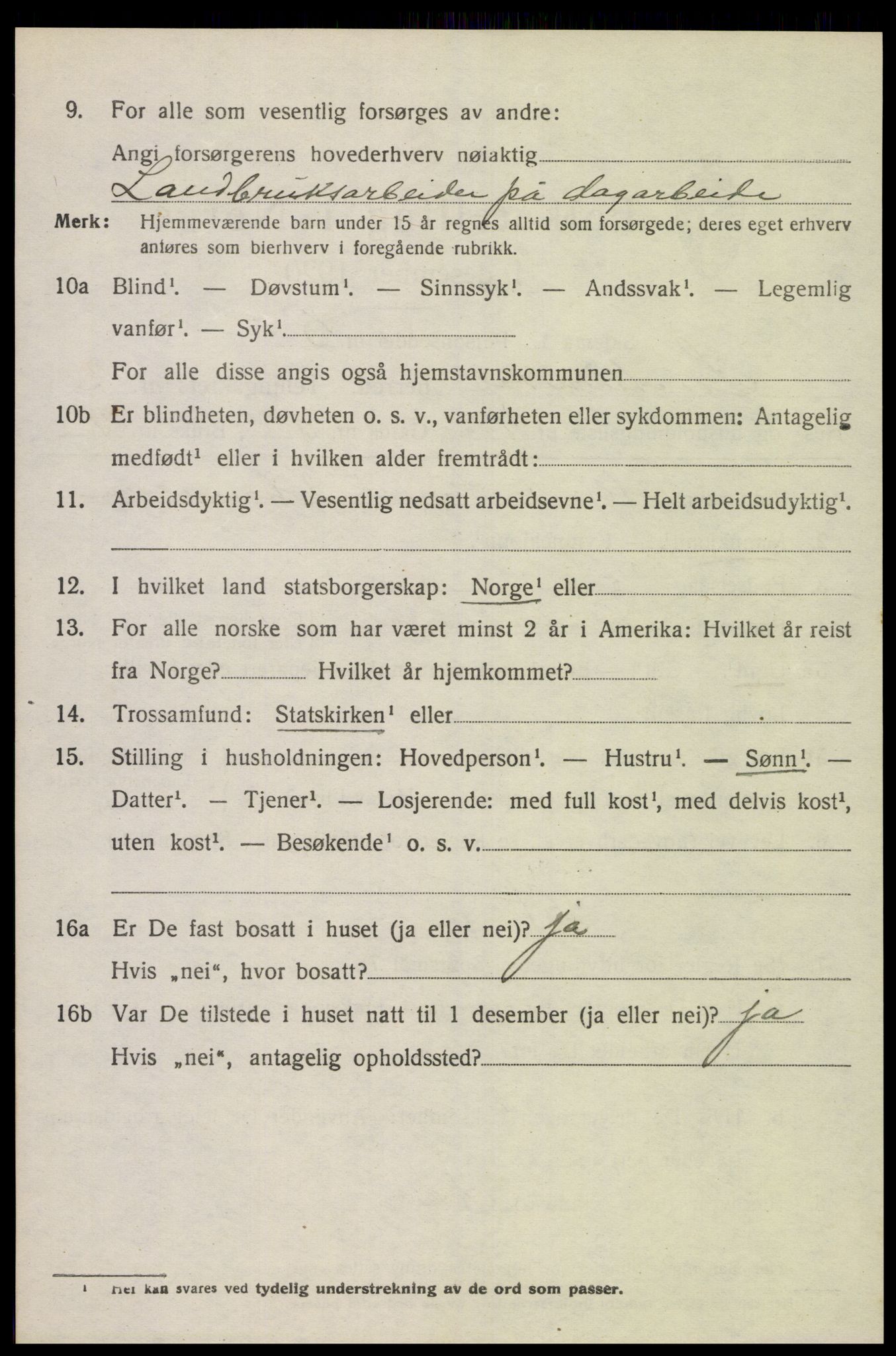 SAK, 1920 census for Sør-Audnedal, 1920, p. 1620