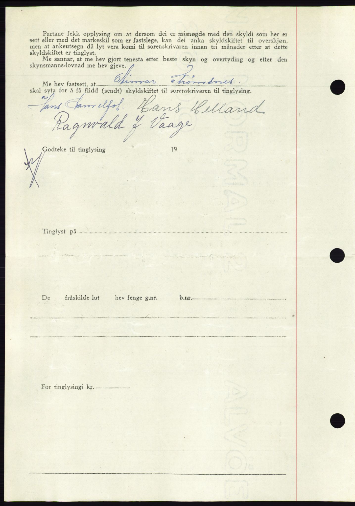 Søre Sunnmøre sorenskriveri, AV/SAT-A-4122/1/2/2C/L0081: Mortgage book no. 7A, 1947-1948, Diary no: : 1737/1947