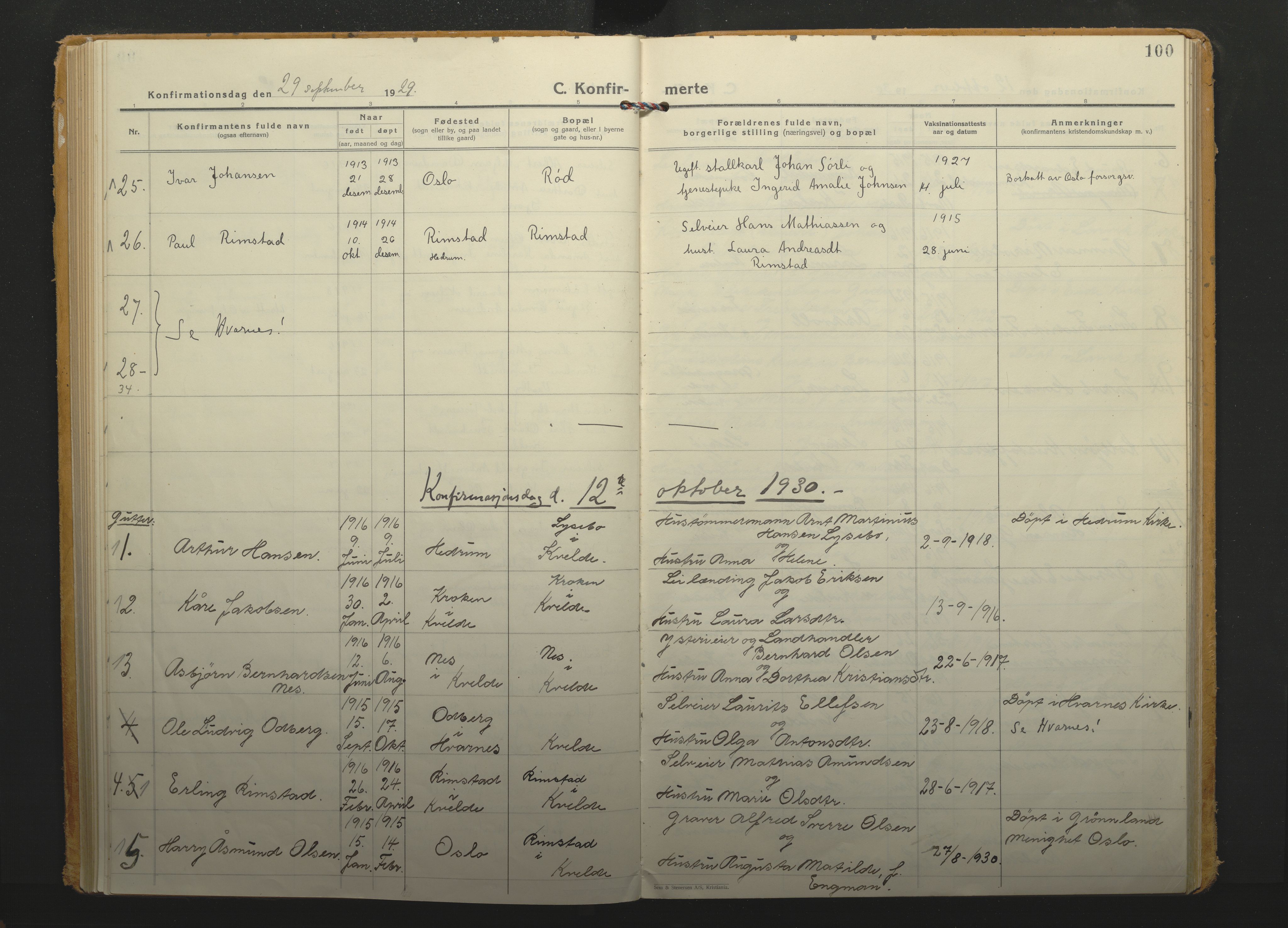 Hedrum kirkebøker, SAKO/A-344/F/Fb/L0003: Parish register (official) no. II 3, 1925-1942, p. 100