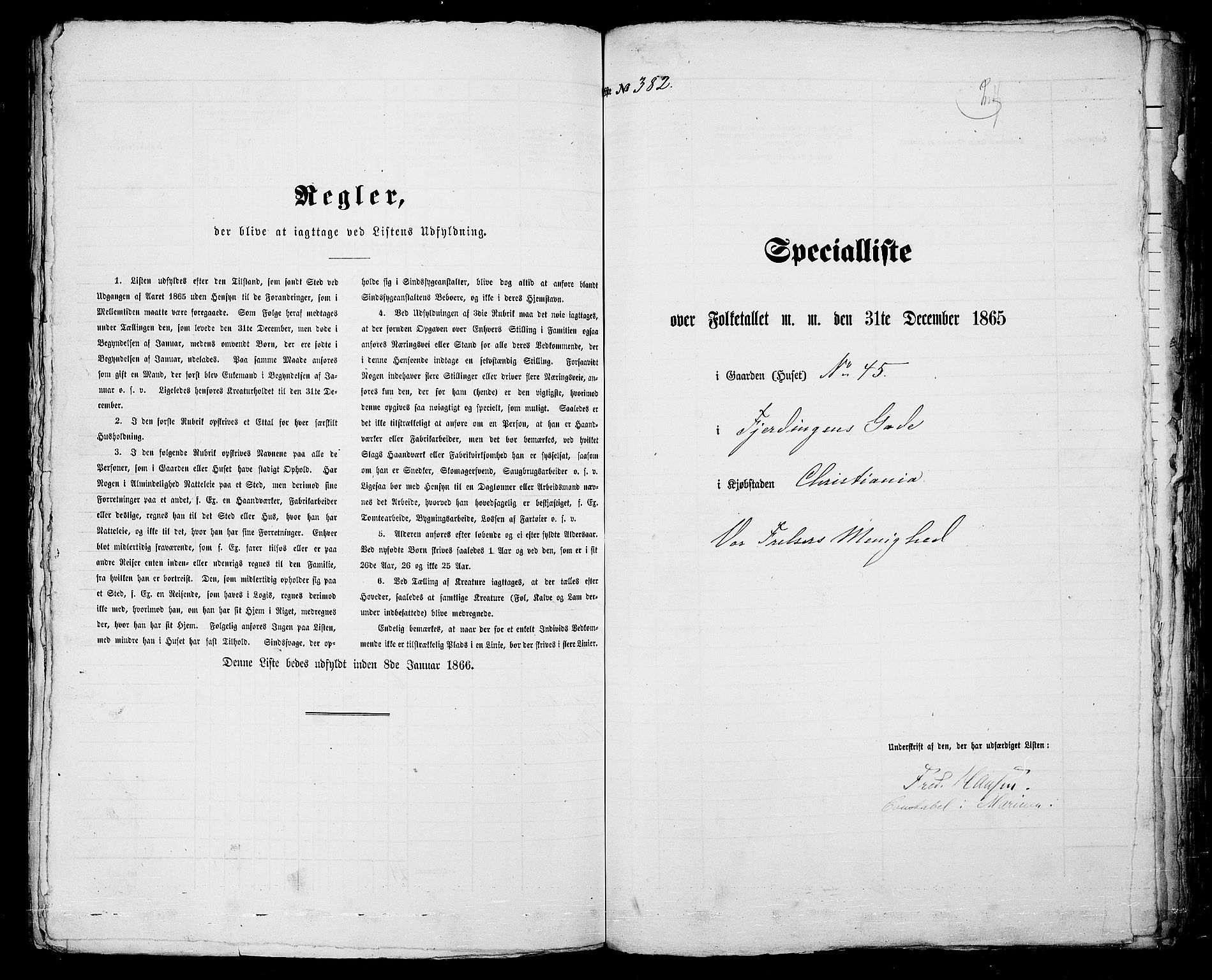 RA, 1865 census for Kristiania, 1865, p. 1042