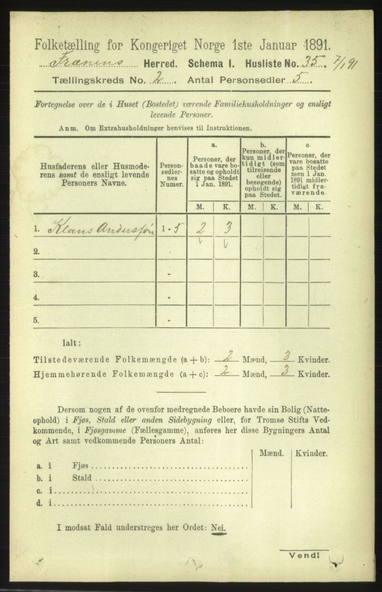 RA, 1891 census for 1548 Fræna, 1891, p. 486