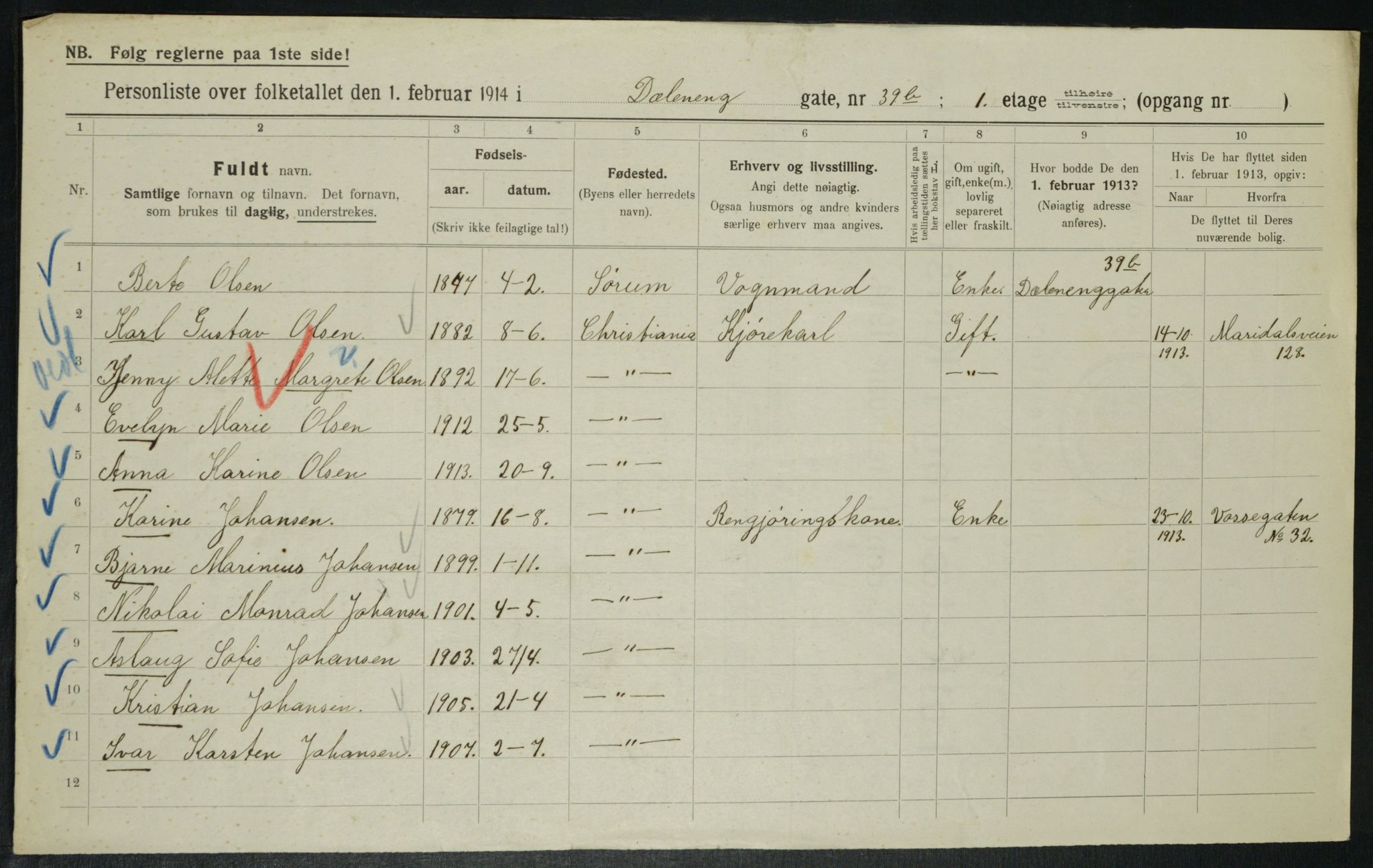 OBA, Municipal Census 1914 for Kristiania, 1914, p. 18043