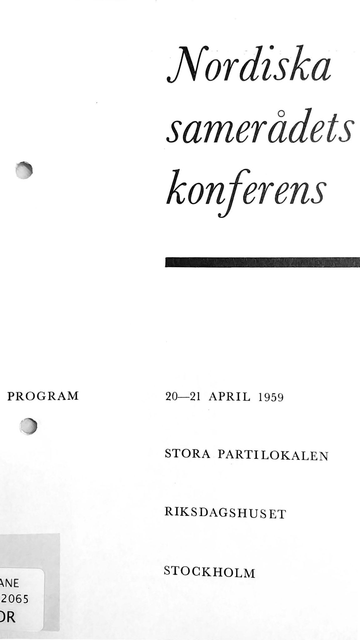 Sámiráđđi / Saami Council, AV/SAMI-PA-1126/X/L0003: Saami Conference III, 1959