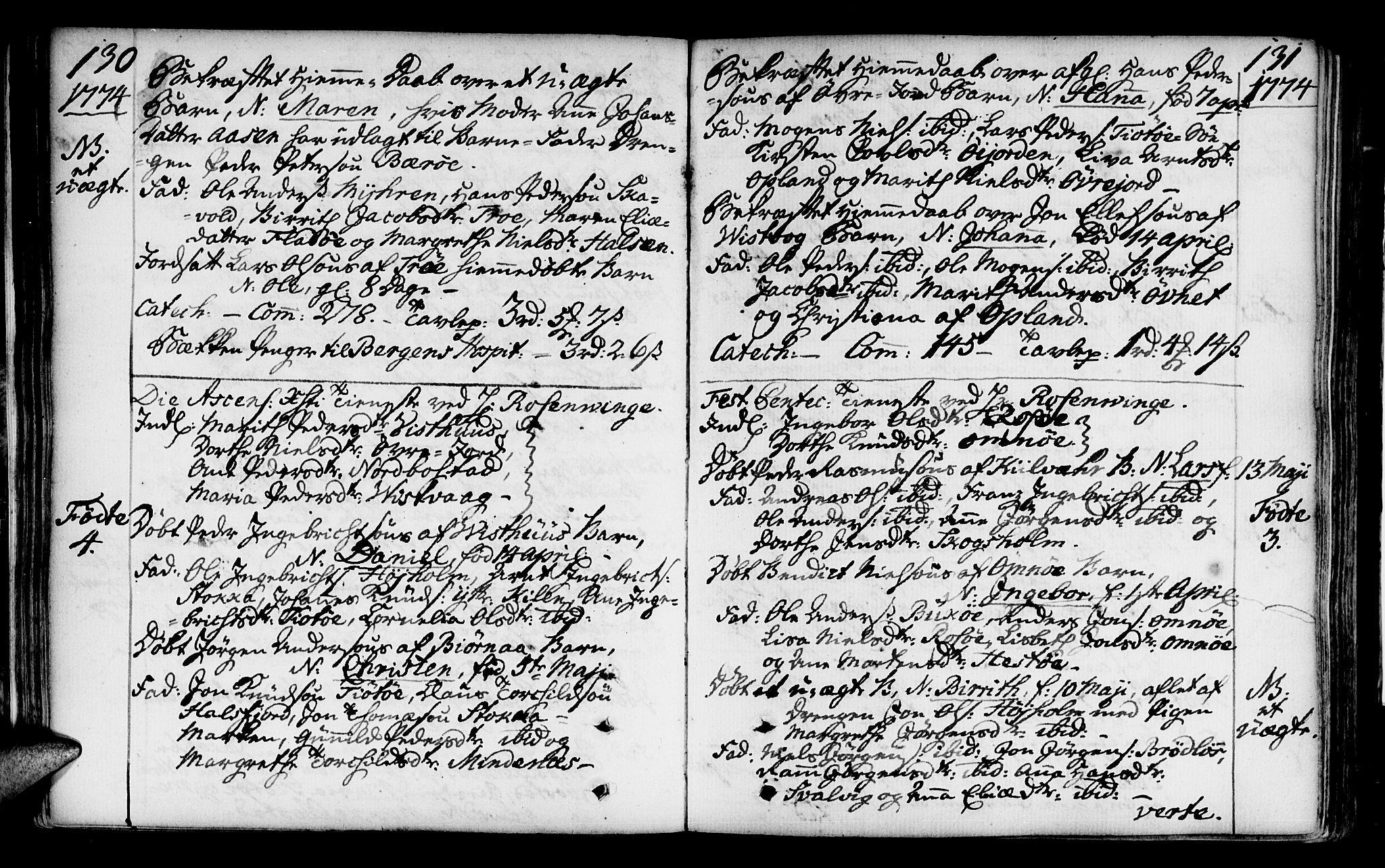 Ministerialprotokoller, klokkerbøker og fødselsregistre - Nordland, SAT/A-1459/817/L0260: Parish register (official) no. 817A02 /1, 1768-1776, p. 130-131