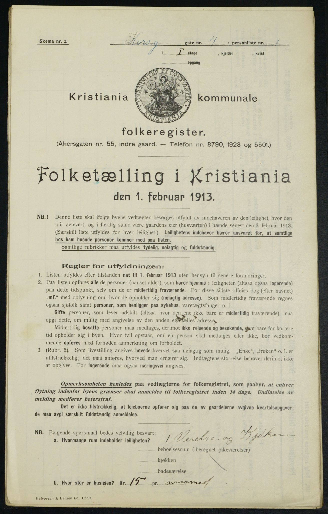 OBA, Municipal Census 1913 for Kristiania, 1913, p. 53150