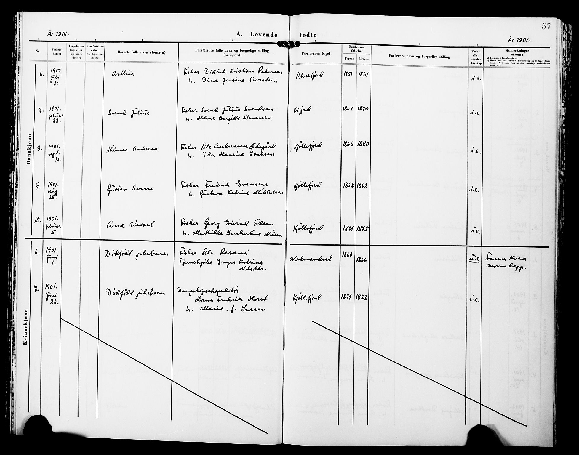 Lebesby sokneprestkontor, AV/SATØ-S-1353/H/Ha/L0005kirke: Parish register (official) no. 5, 1870-1902, p. 57