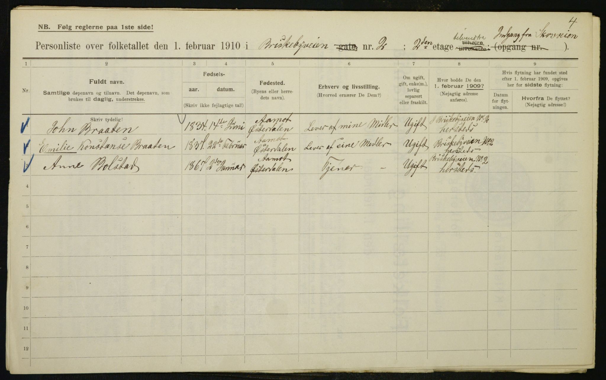 OBA, Municipal Census 1910 for Kristiania, 1910, p. 8822