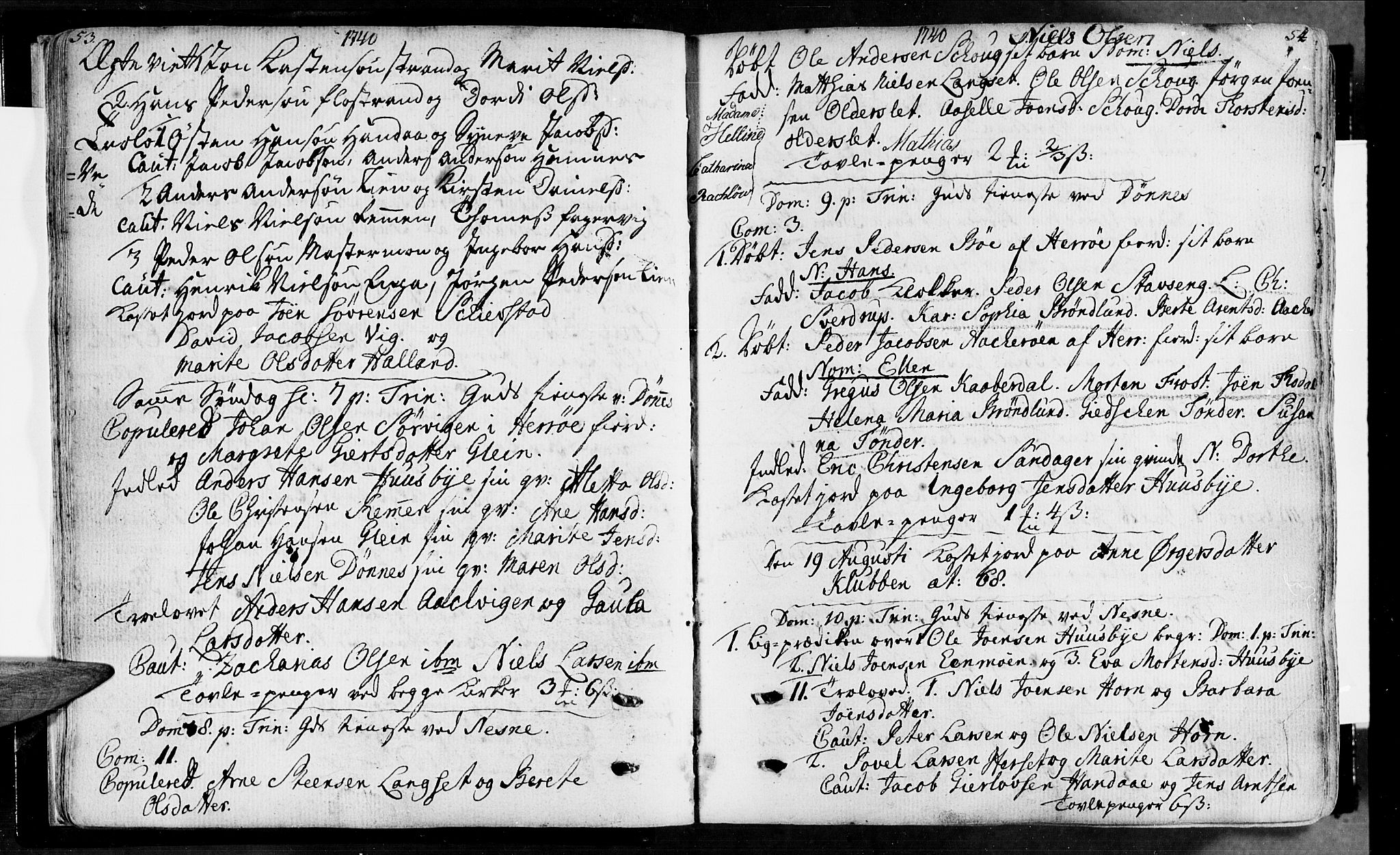 Ministerialprotokoller, klokkerbøker og fødselsregistre - Nordland, AV/SAT-A-1459/838/L0543: Parish register (official) no. 838A02, 1738-1769, p. 53-54