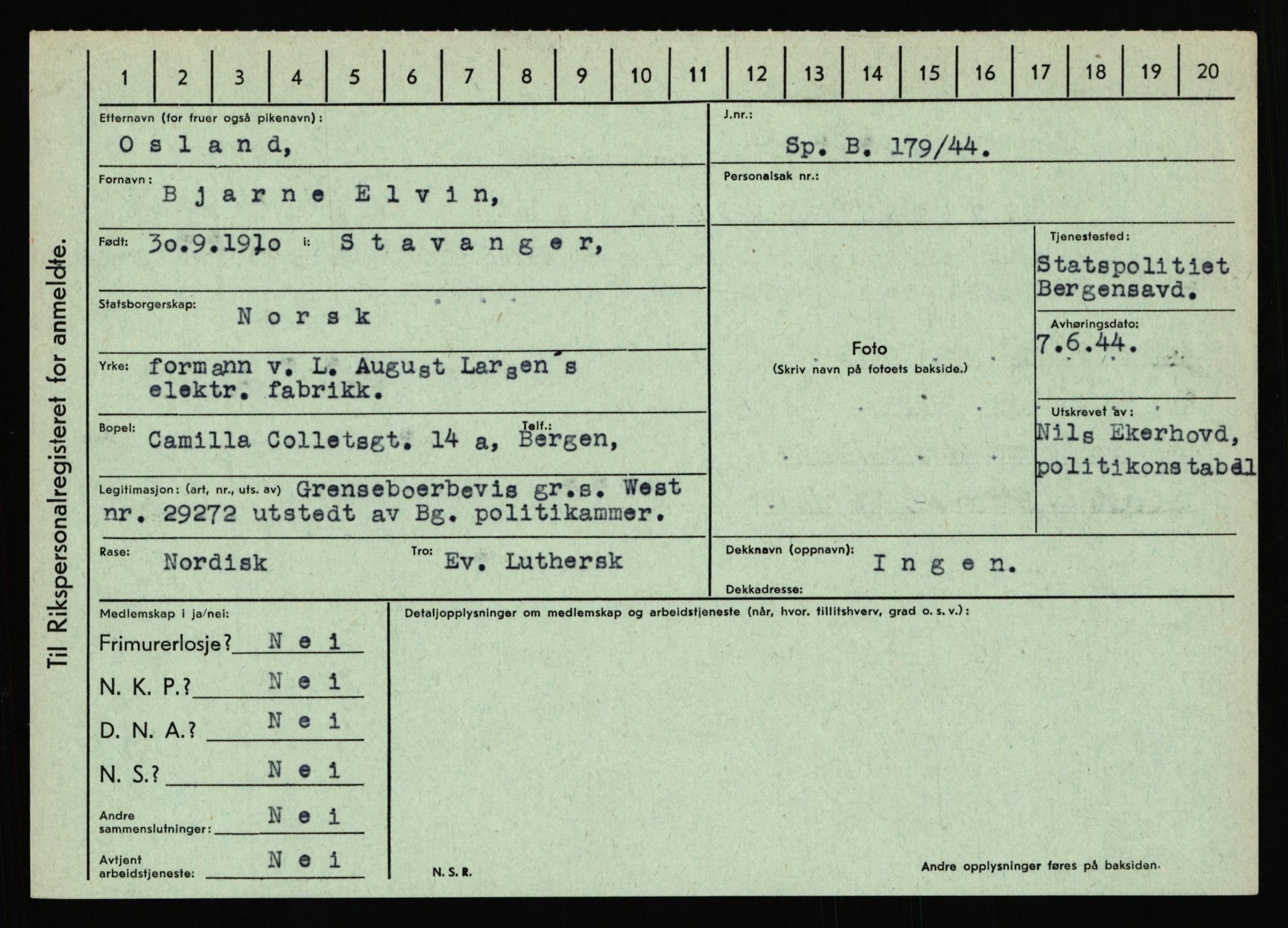 Statspolitiet - Hovedkontoret / Osloavdelingen, AV/RA-S-1329/C/Ca/L0012: Oanæs - Quistgaard	, 1943-1945, p. 2342