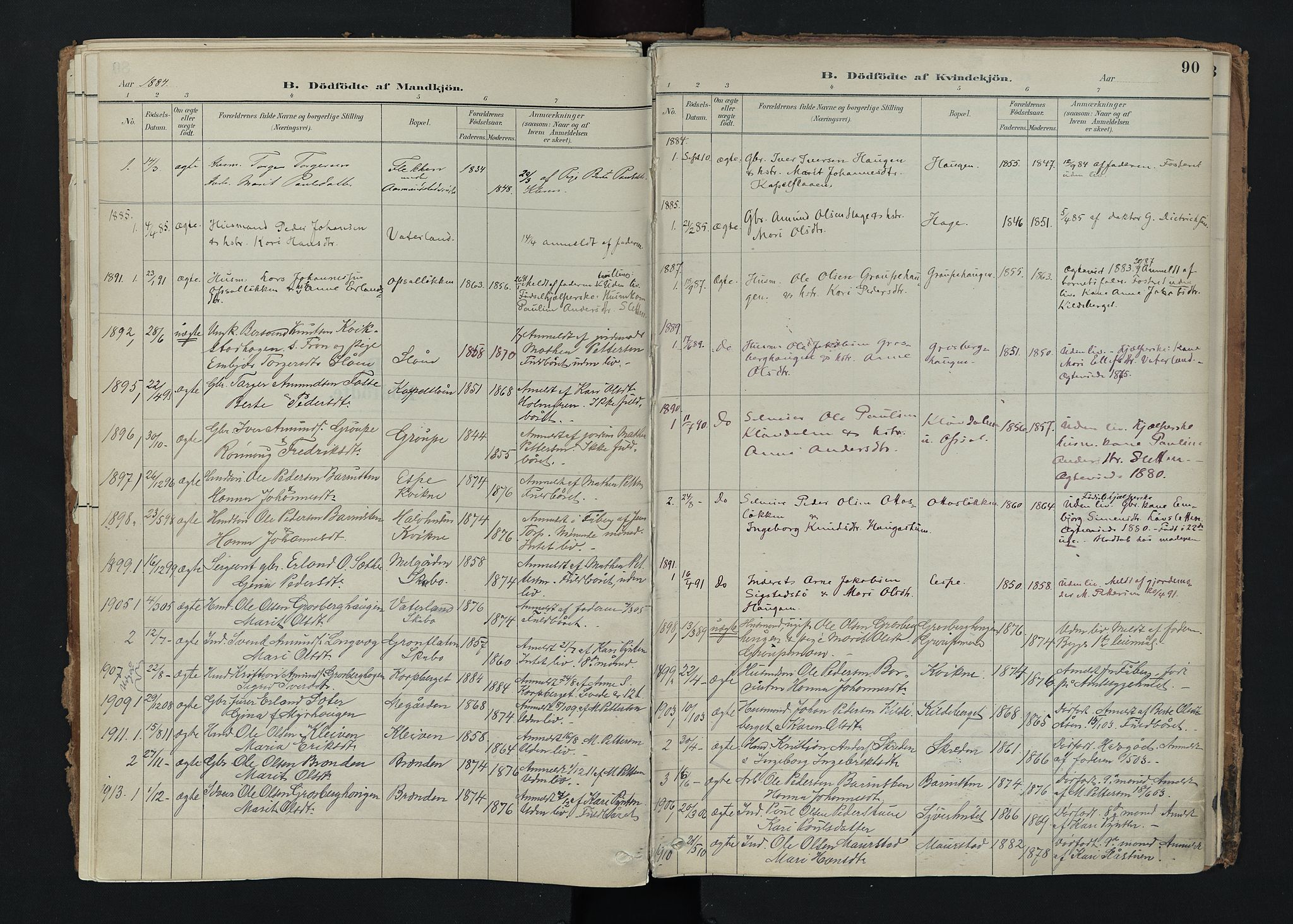 Nord-Fron prestekontor, SAH/PREST-080/H/Ha/Haa/L0005: Parish register (official) no. 5, 1884-1914, p. 90