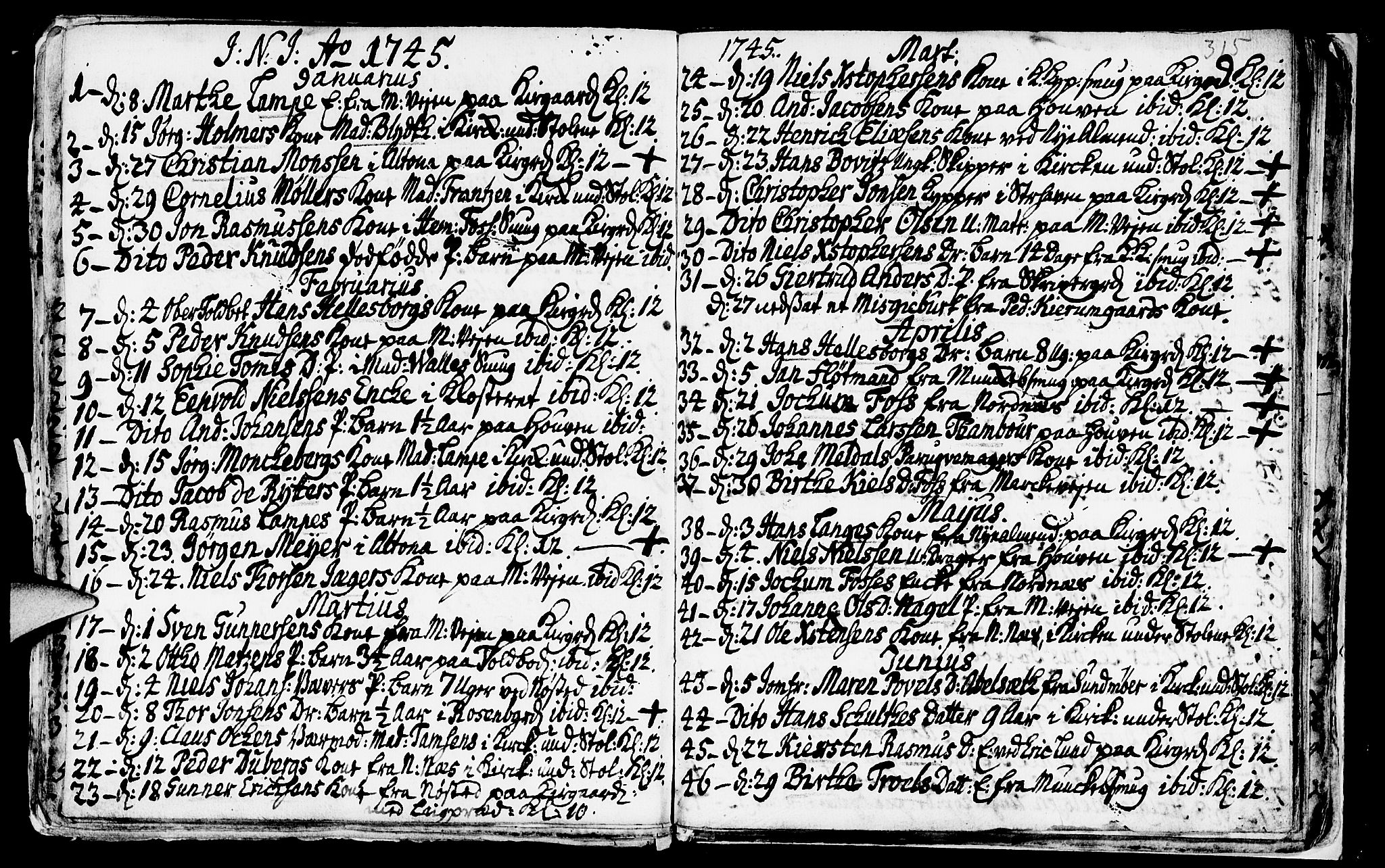 Nykirken Sokneprestembete, SAB/A-77101/H/Haa/L0009: Parish register (official) no. A 9, 1689-1759, p. 315