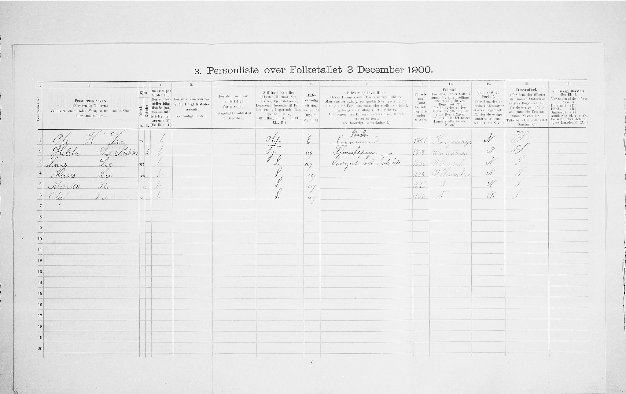 SAO, 1900 census for Kristiania, 1900, p. 97901