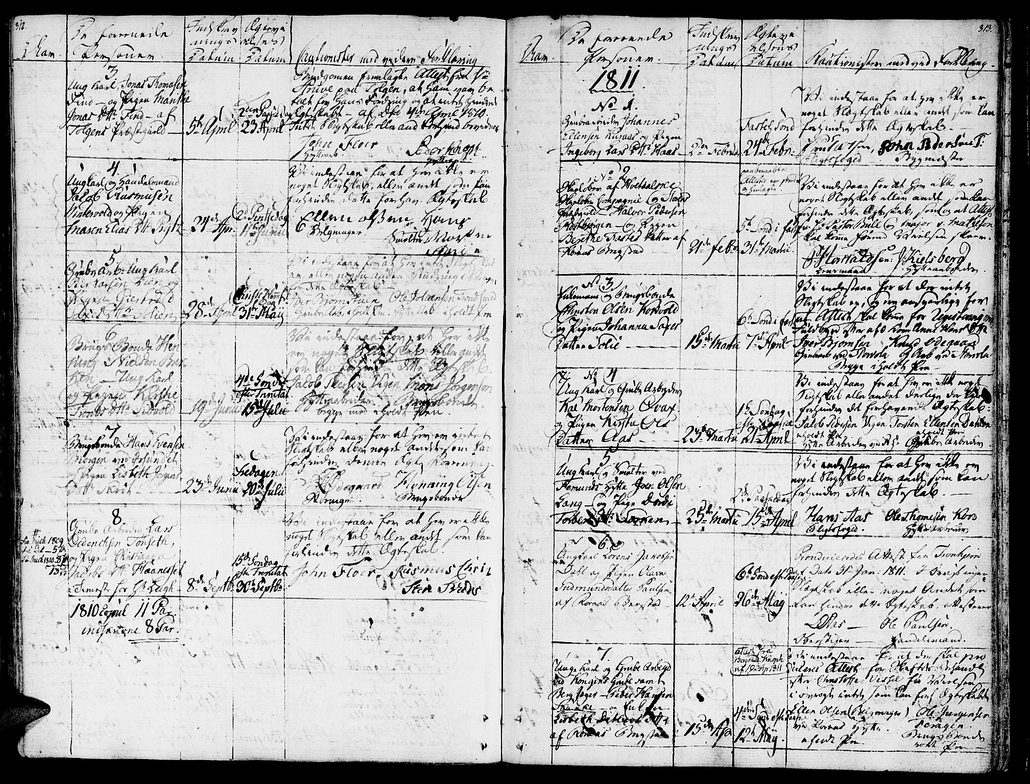 Ministerialprotokoller, klokkerbøker og fødselsregistre - Sør-Trøndelag, AV/SAT-A-1456/681/L0928: Parish register (official) no. 681A06, 1806-1816, p. 312-313