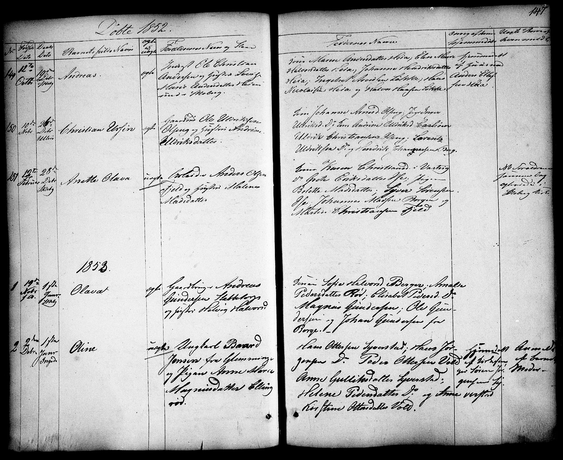 Skjeberg prestekontor Kirkebøker, SAO/A-10923/F/Fa/L0006: Parish register (official) no. I 6, 1846-1858, p. 147