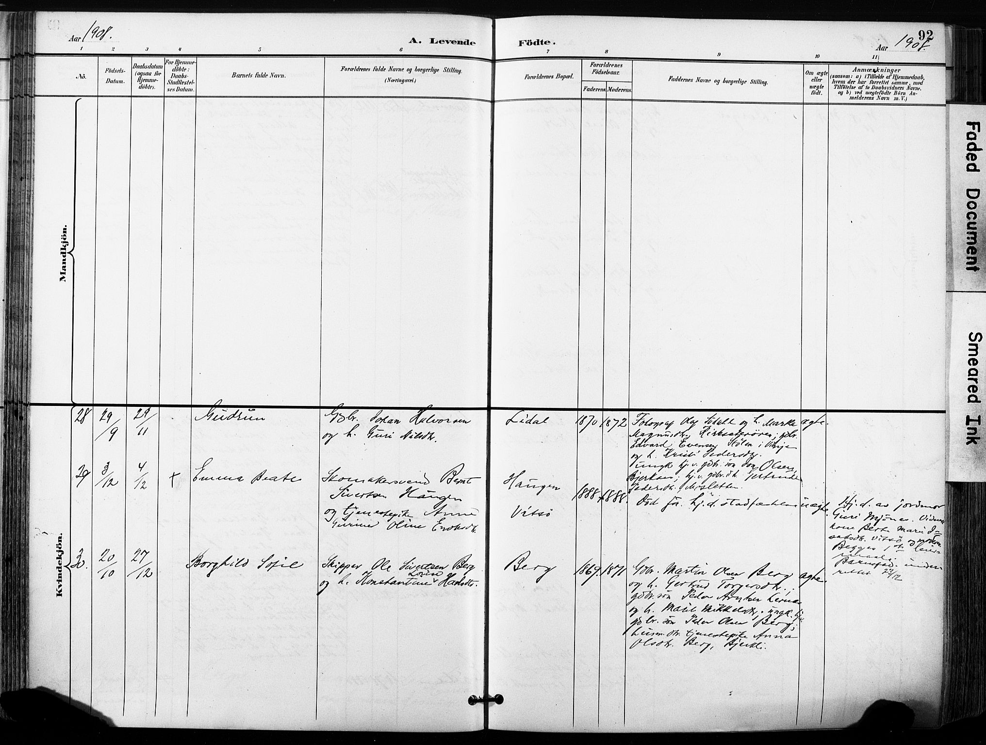 Ministerialprotokoller, klokkerbøker og fødselsregistre - Sør-Trøndelag, SAT/A-1456/630/L0497: Parish register (official) no. 630A10, 1896-1910, p. 92