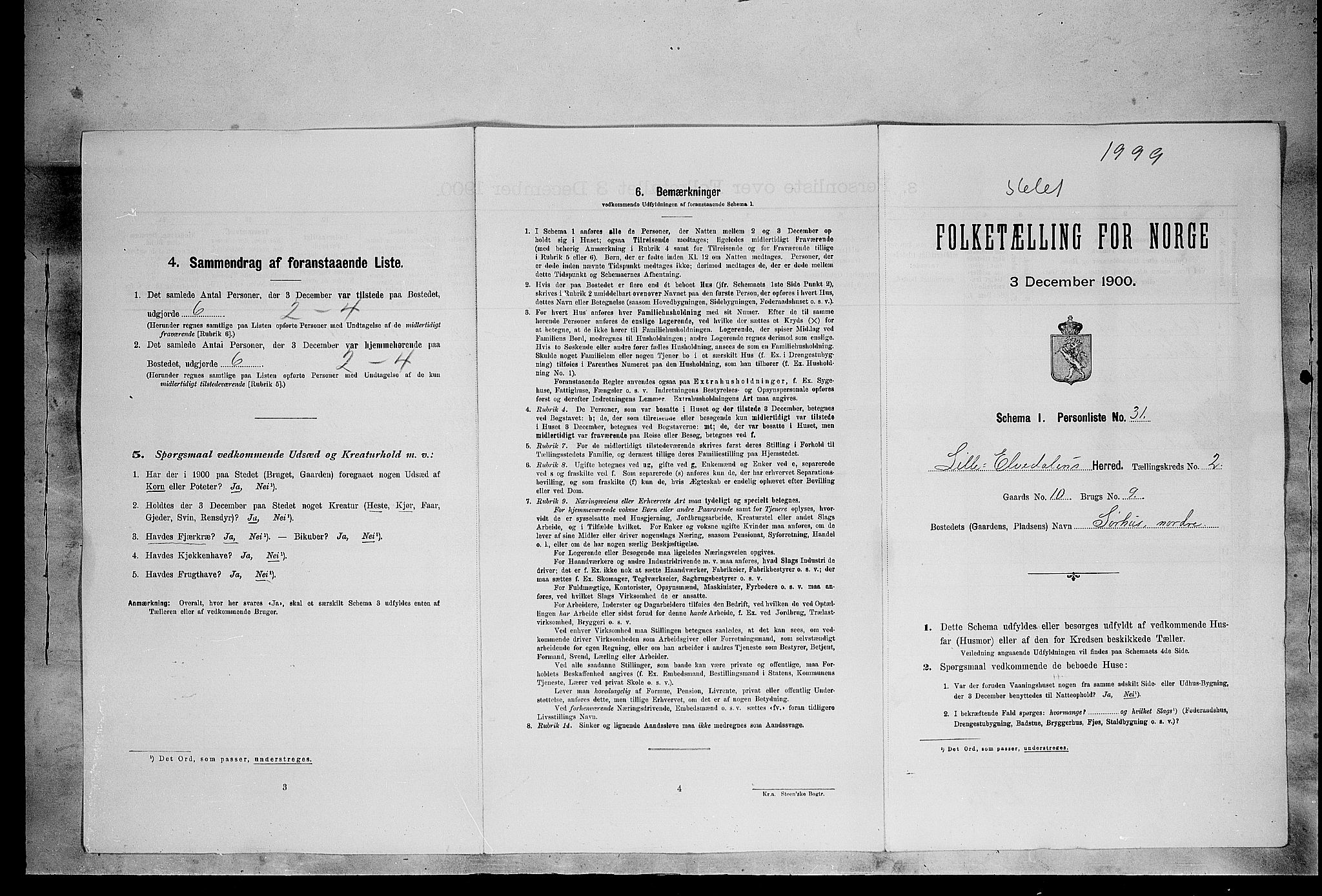 SAH, 1900 census for Lille Elvedalen, 1900, p. 60