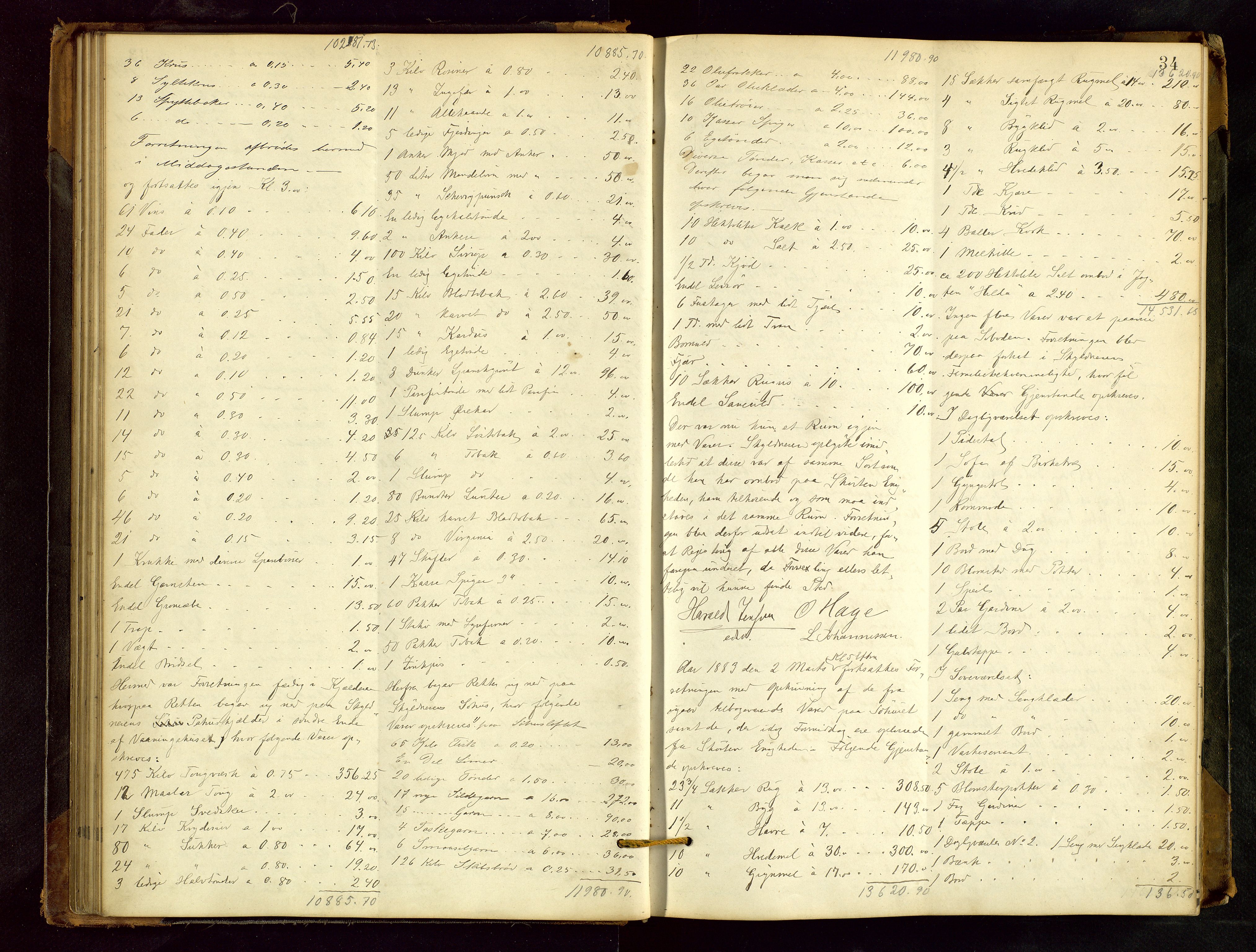 Haugesund tingrett, AV/SAST-A-101415/01/IV/IVB/L0002: Skifteregistreringsprotokoll, med register, 1879-1898, p. 33b-34a