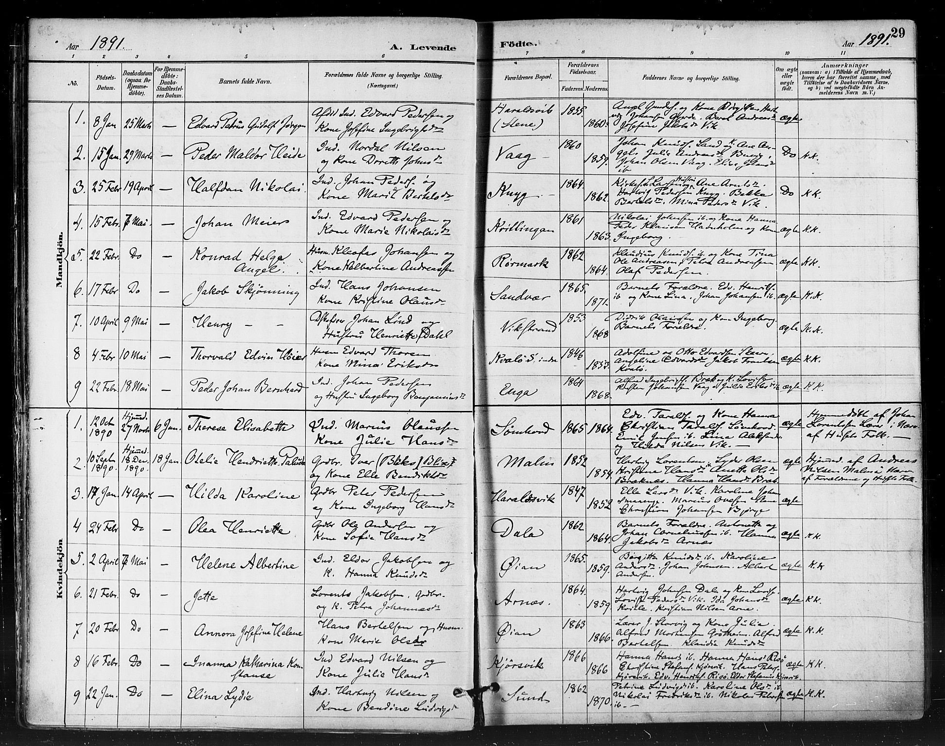 Ministerialprotokoller, klokkerbøker og fødselsregistre - Nordland, SAT/A-1459/812/L0178: Parish register (official) no. 812A07, 1886-1900, p. 29