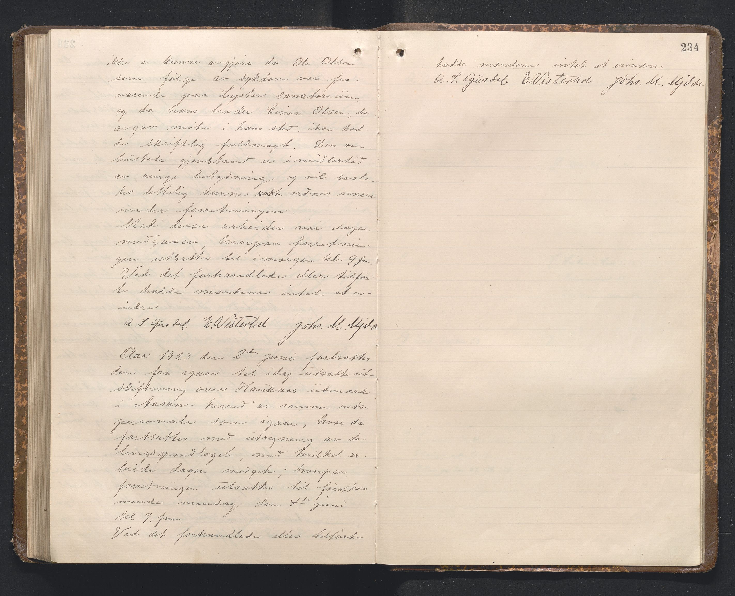 Hordaland jordskiftedøme - I Nordhordland jordskiftedistrikt, AV/SAB-A-6801/A/Aa/L0022: Forhandlingsprotokoll, 1919-1922, p. 233b-234a