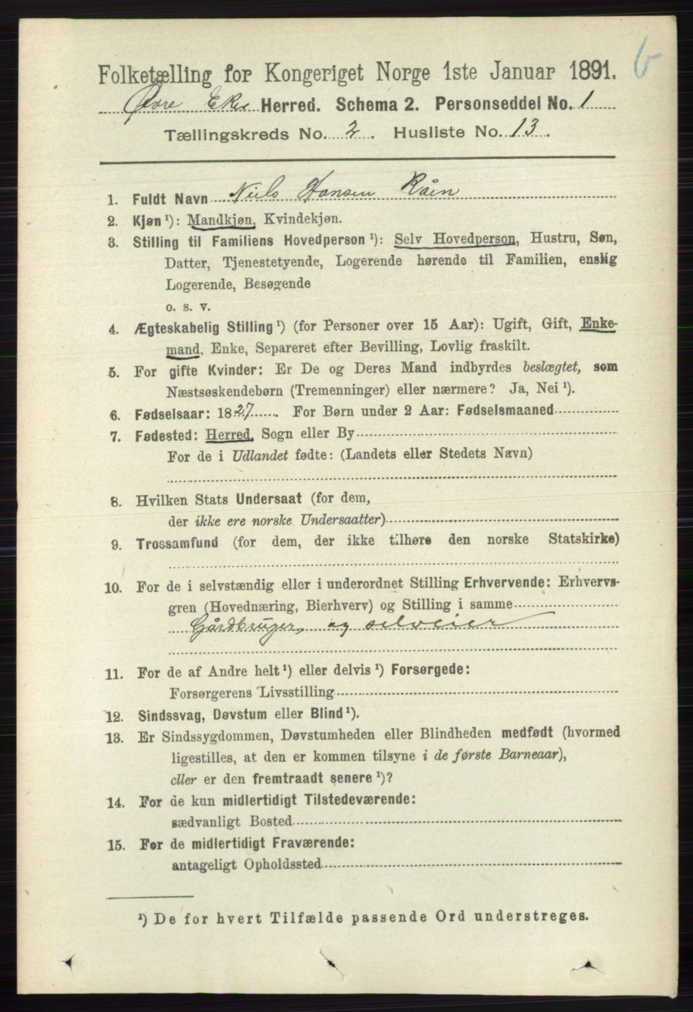 RA, 1891 census for 0624 Øvre Eiker, 1891, p. 8540